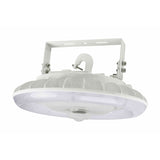 Round LED bay ceiling light with white finish