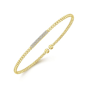 14KT yellow gold Bujukan bead bangle bracelet with diamonds ...