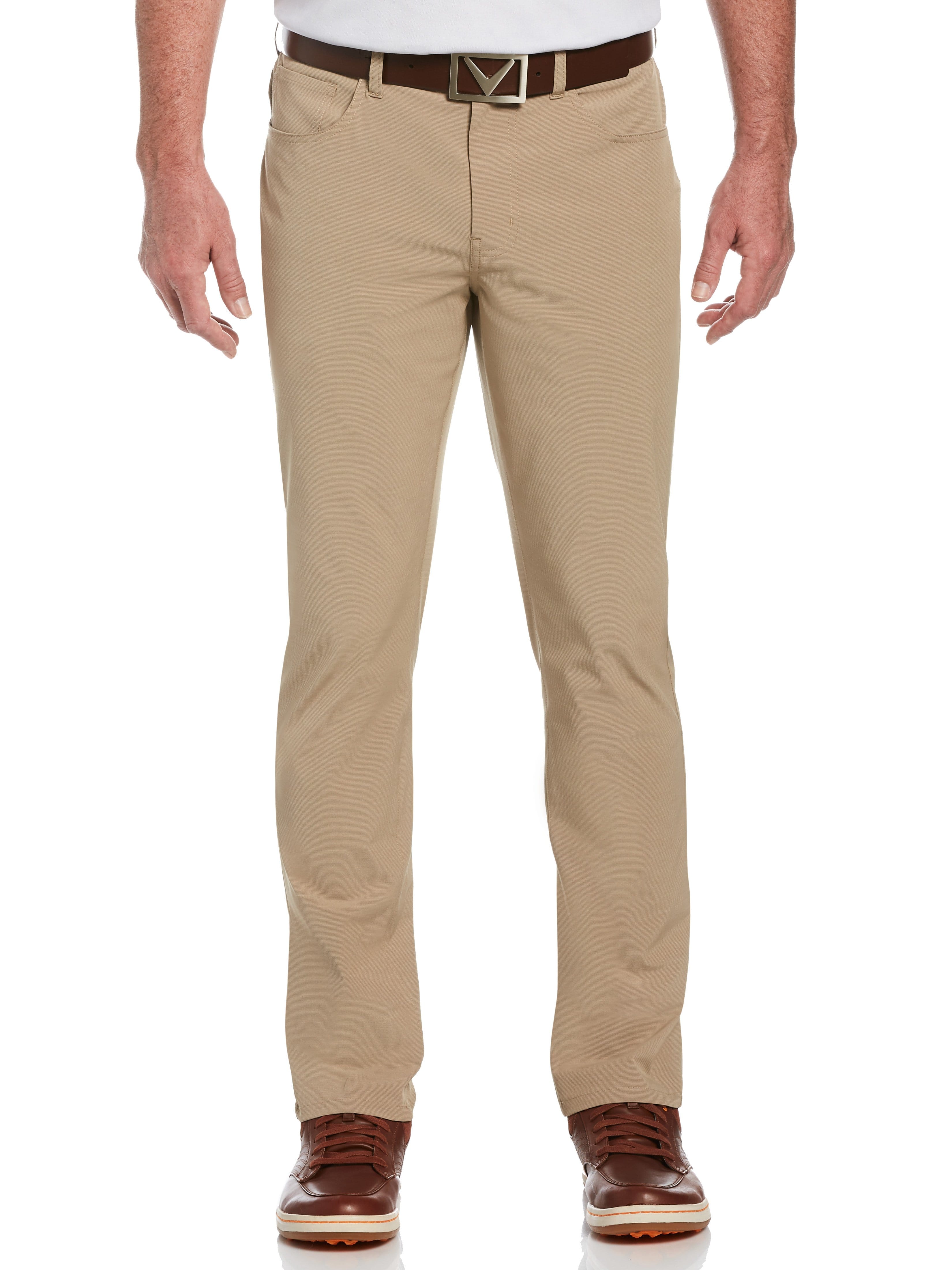 Callaway Apparel Mens Big & Tall EverPlay™ 5-Pocket Pants, Size 42 x 36, Khaki Heather Beige, Polyester/Cotton/Elastane | Golf Apparel Shop