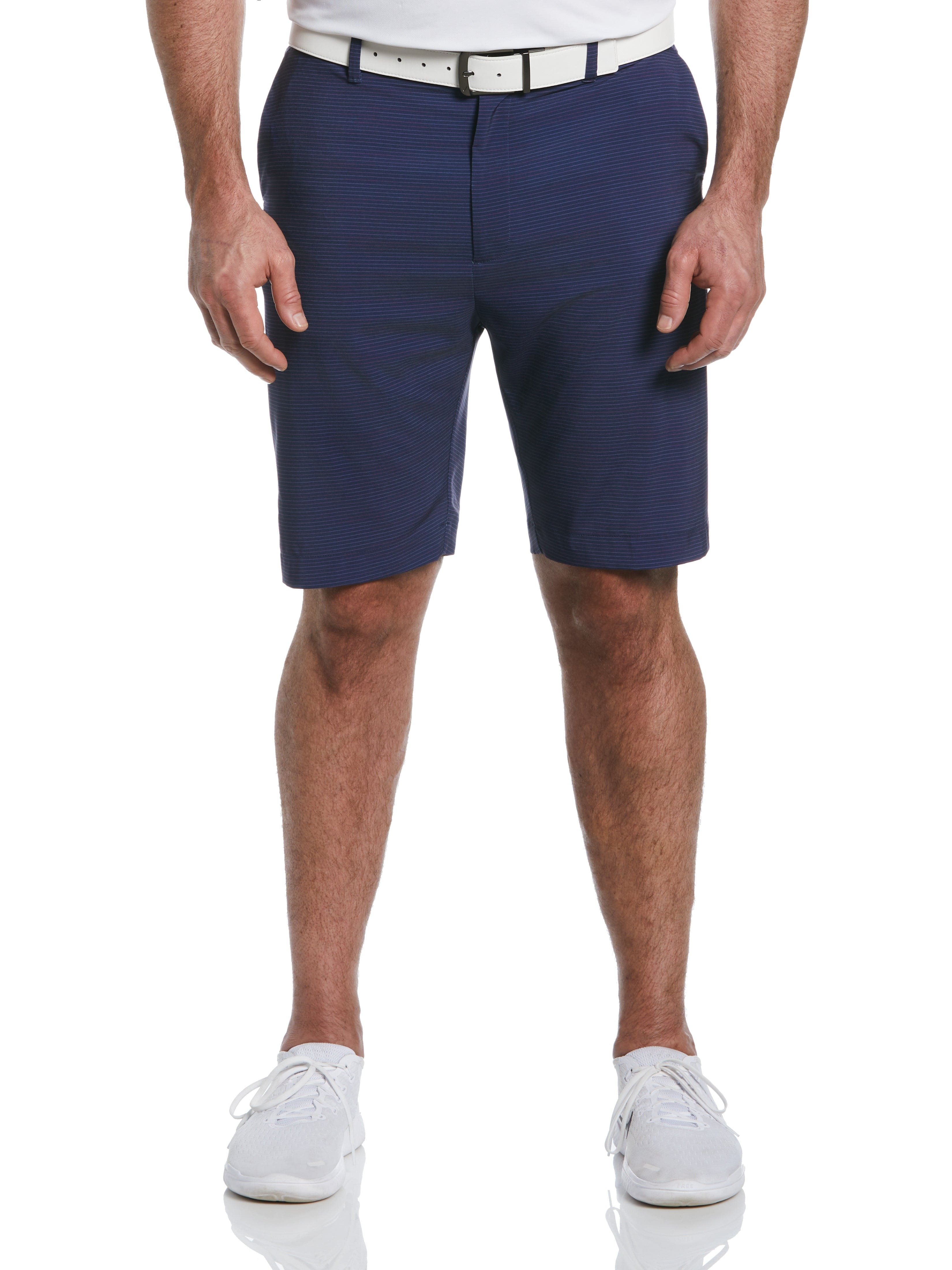 Callaway Apparel Mens Big & Tall Flat Front Space Dye Fine Line Print Ergo Golf Shorts, Size 38T, Navy Blue, Polyester/Repreve Tm Polyester/Elastane