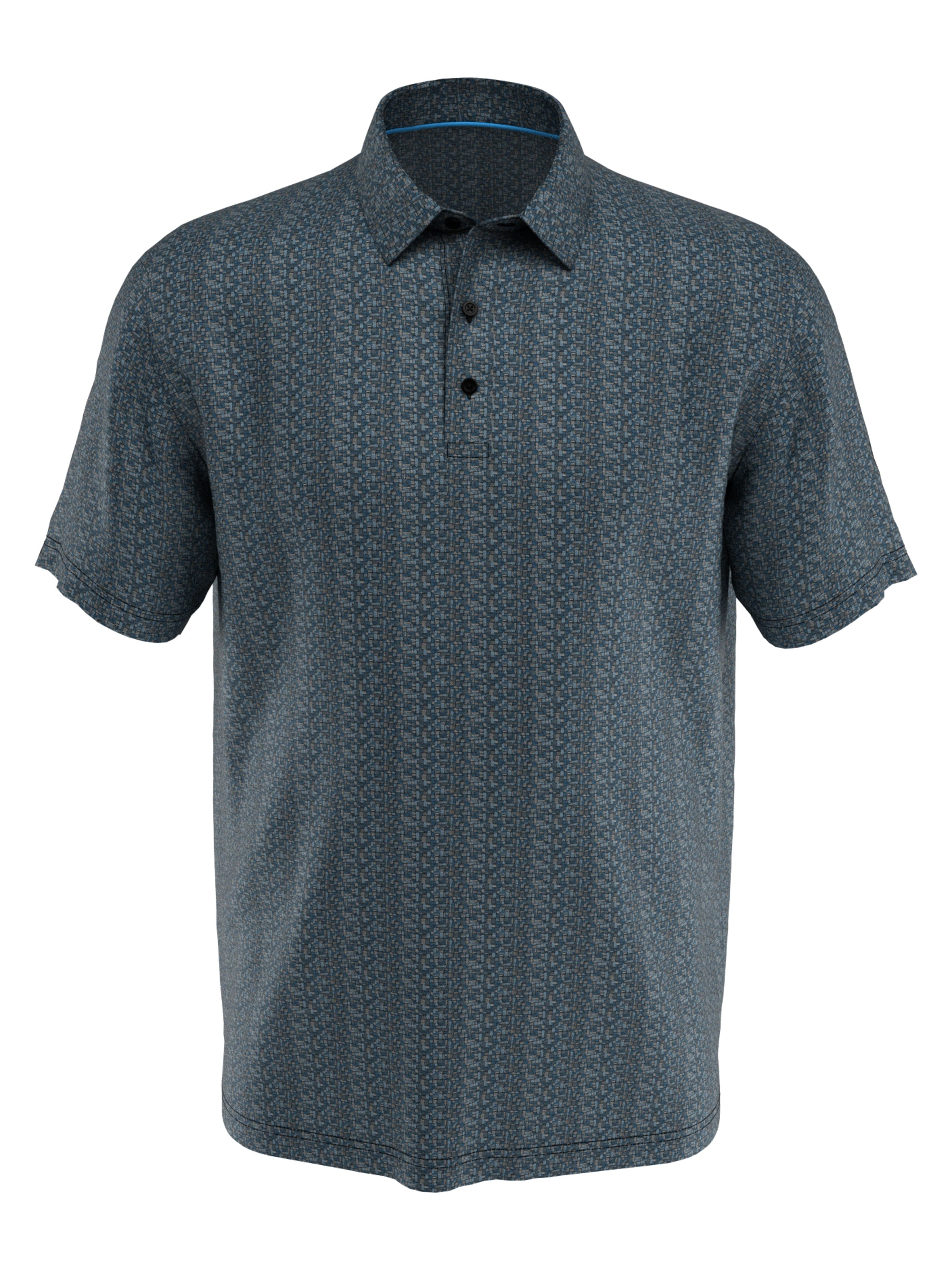 Callaway Apparel Mens Big & Tall Glitched Oxford Print Golf Polo Shirt, Size LT, Black, Polyester/Cotton/Elastane | Golf Apparel Shop