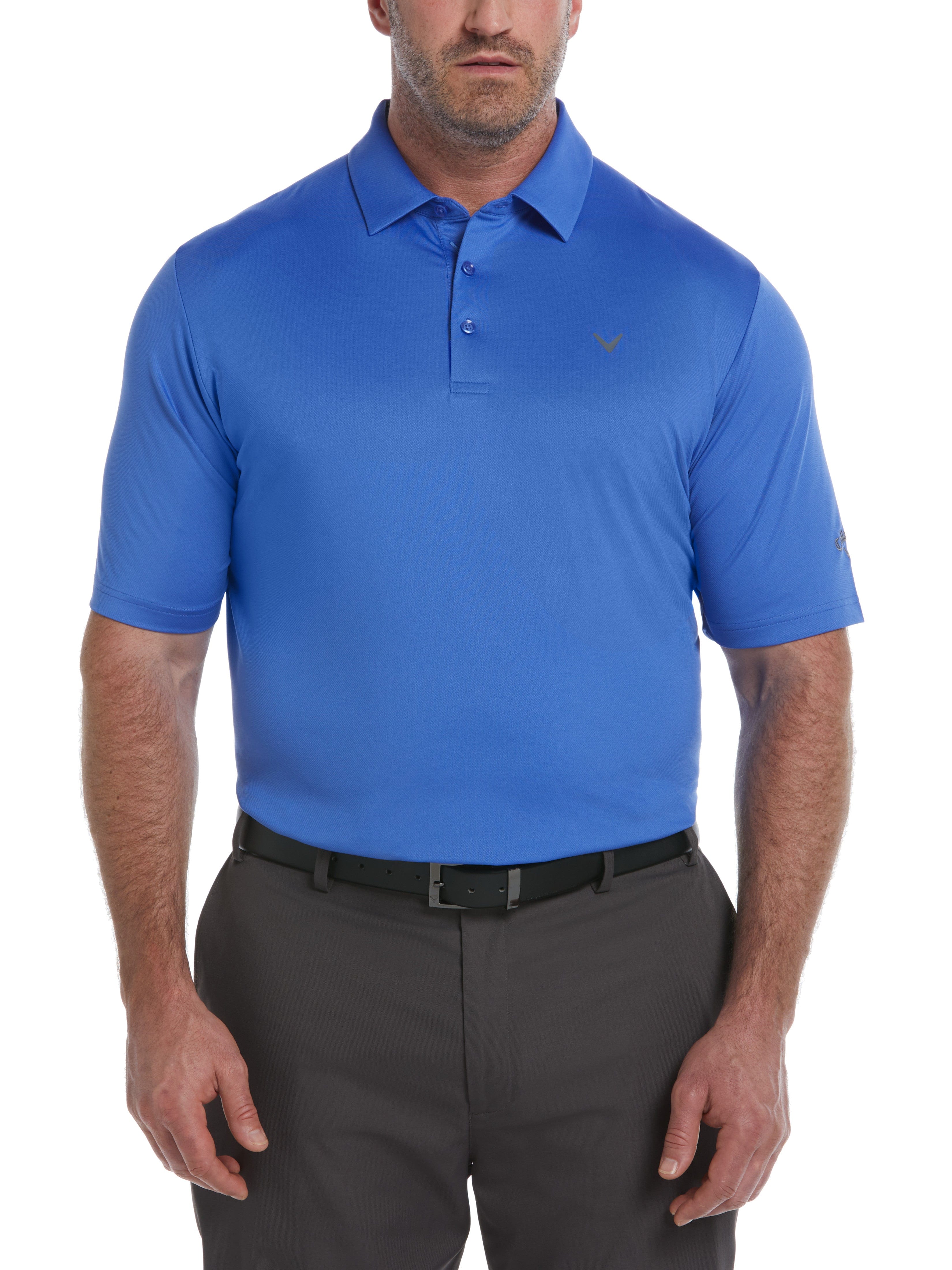 Callaway Apparel Mens Big & Tall Solid Swing Tech Golf Polo Shirt, Size 4X, Amparo Blue, Polyester/Elastane | Golf Apparel Shop