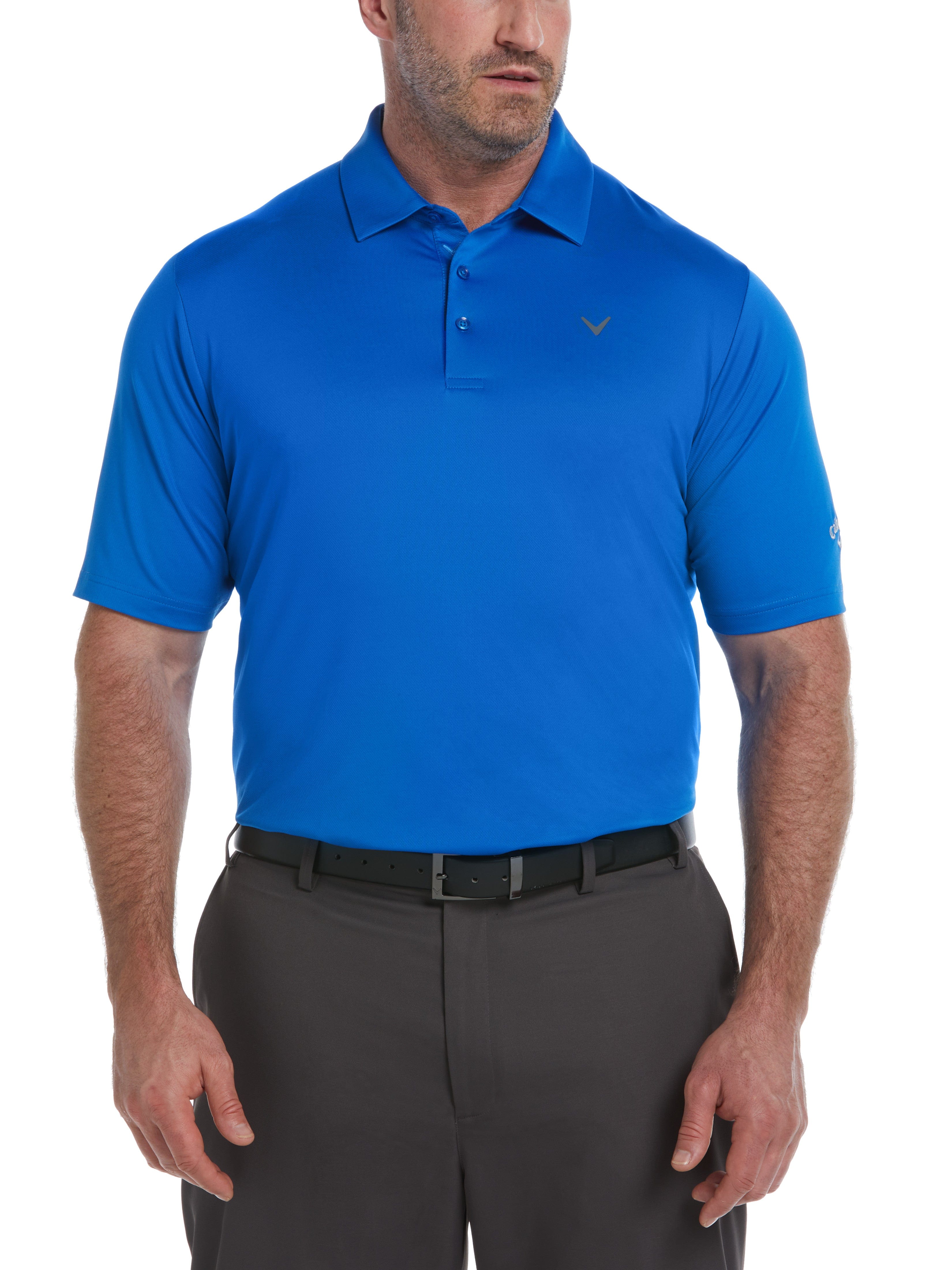 Callaway Apparel Mens Big & Tall Solid Swing Tech Golf Polo Shirt, Size 4XLT, Magnetic Blue, Polyester/Elastane | Golf Apparel Shop