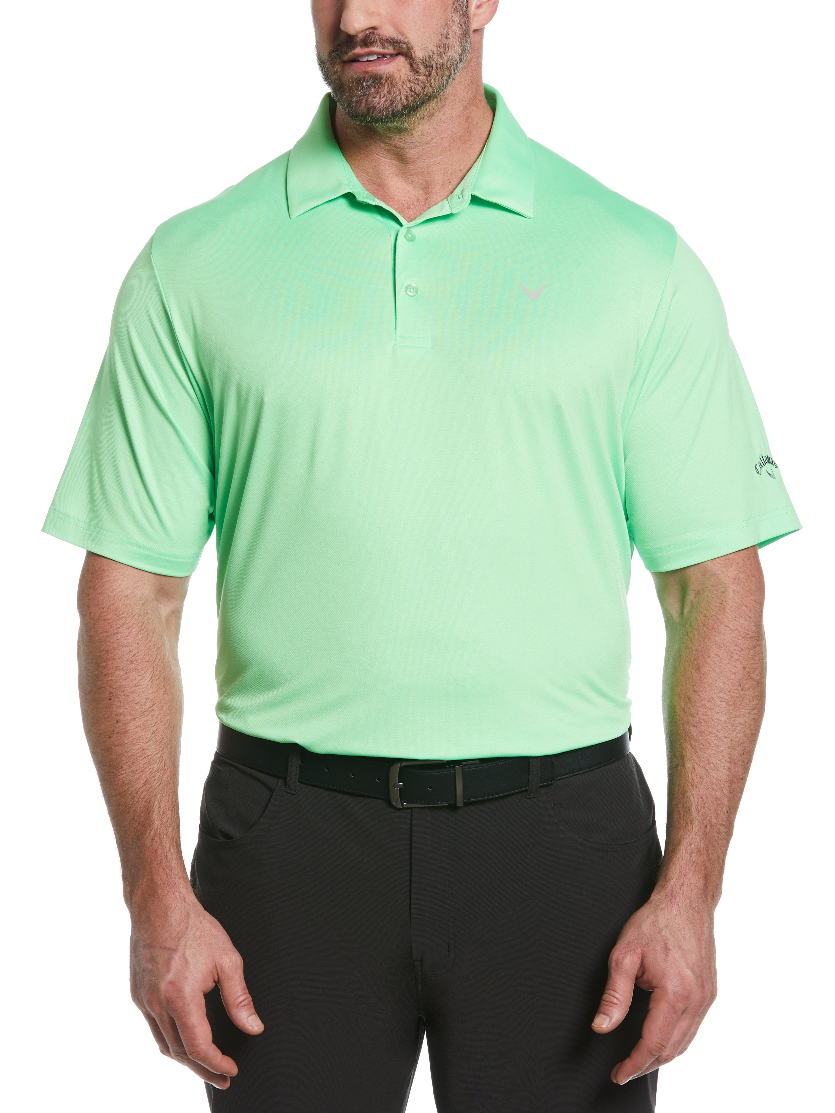 Callaway Apparel Mens Big & Tall Solid Swing Tech Golf Polo Shirt, Size 1X, Summer Green, Polyester/Elastane | Golf Apparel Shop