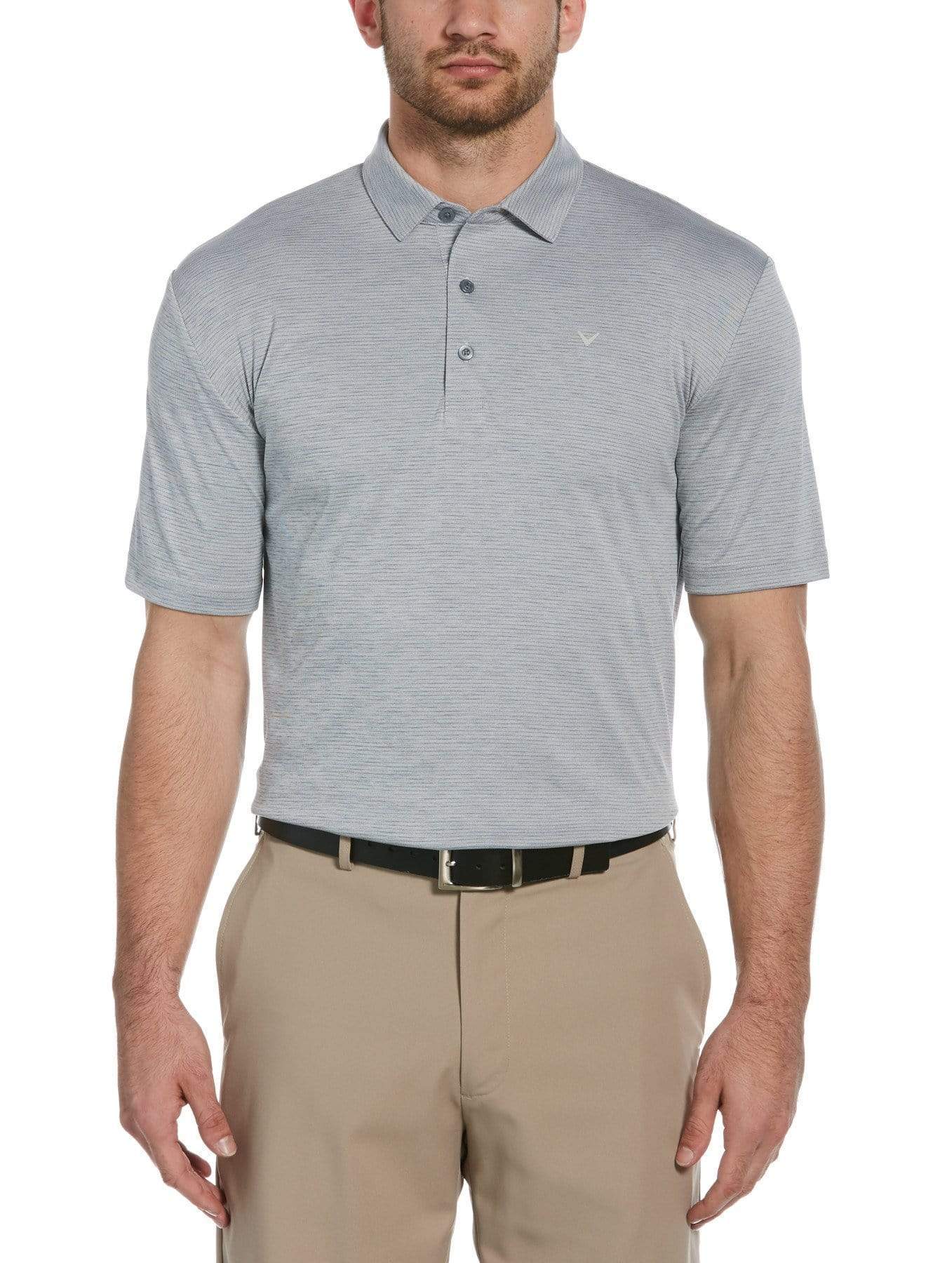 Callaway Apparel Mens Big & Tall Solid Textured Polo Shirt, Size 5X, Tradewinds Heather Gray, 100% Polyester | Golf Apparel Shop