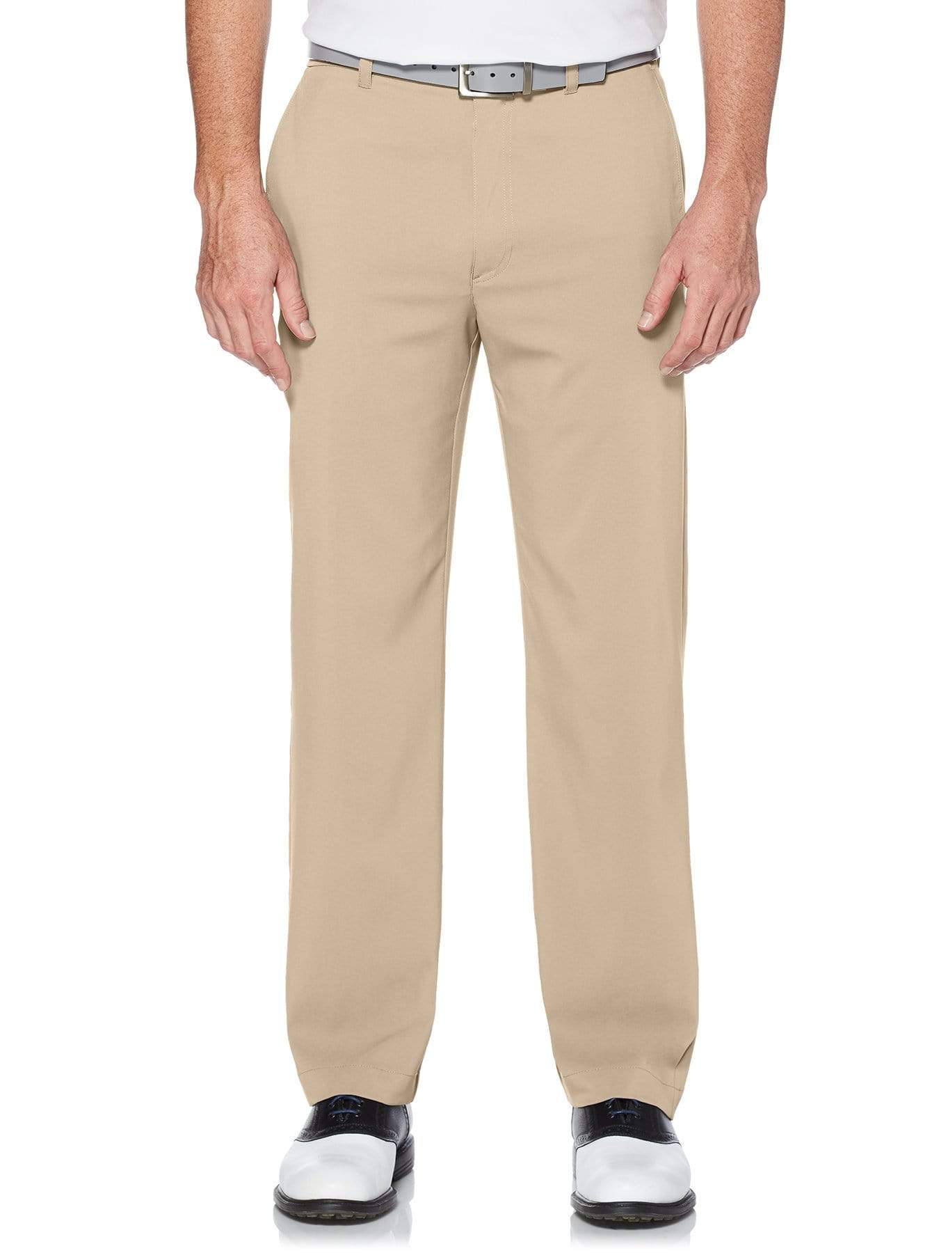 Callaway Apparel Mens Big & Tall Stretch Lightweight Classic Pants w/ Active Waistband, Size 48 x 32, Chinchilla Beige, Polyester/Spandex