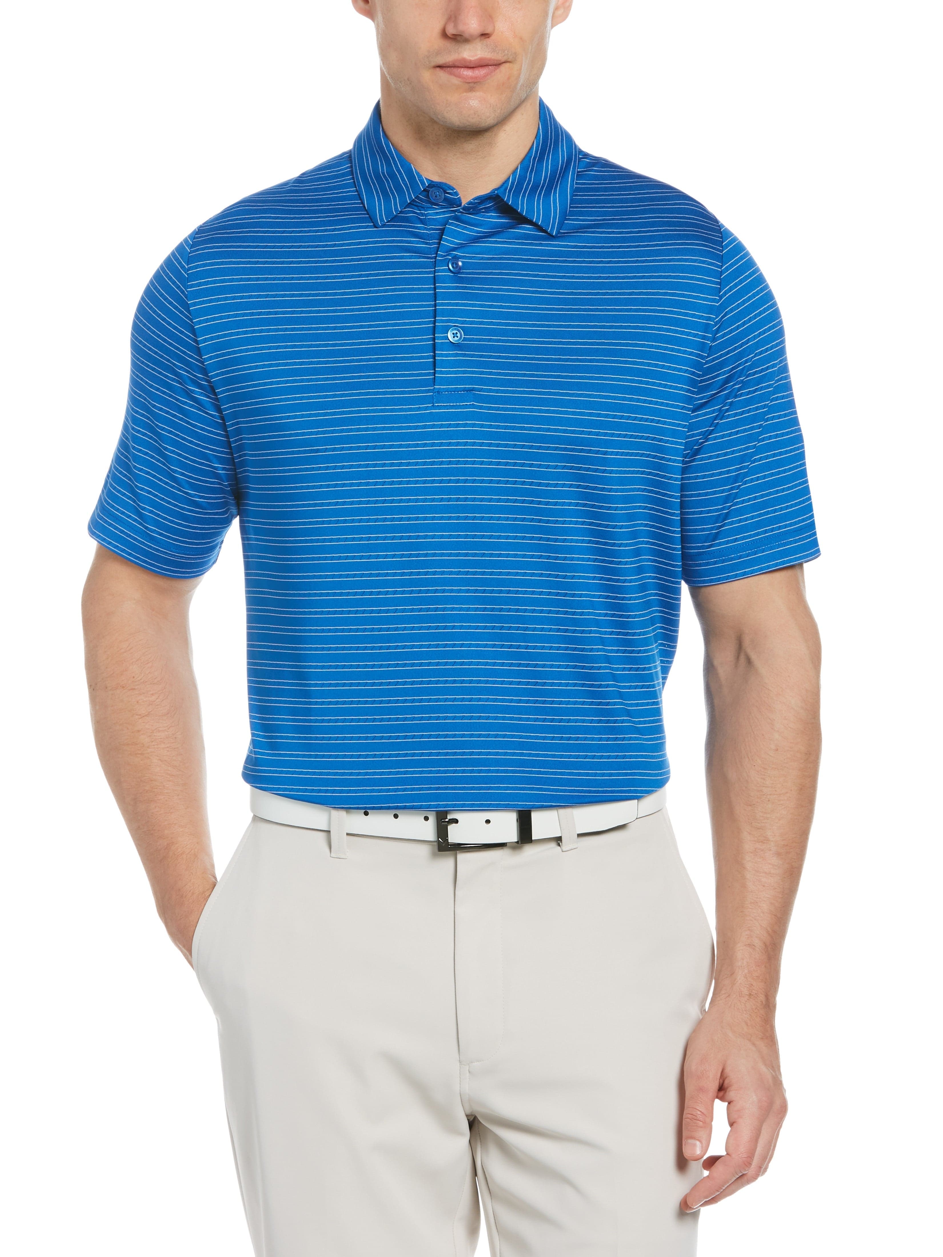 Callaway Apparel Mens Fine Line Ventilated Stripe Golf Polo Shirt, Size Small, Magnetic Blue, Polyester/Spandex | Golf Apparel Shop
