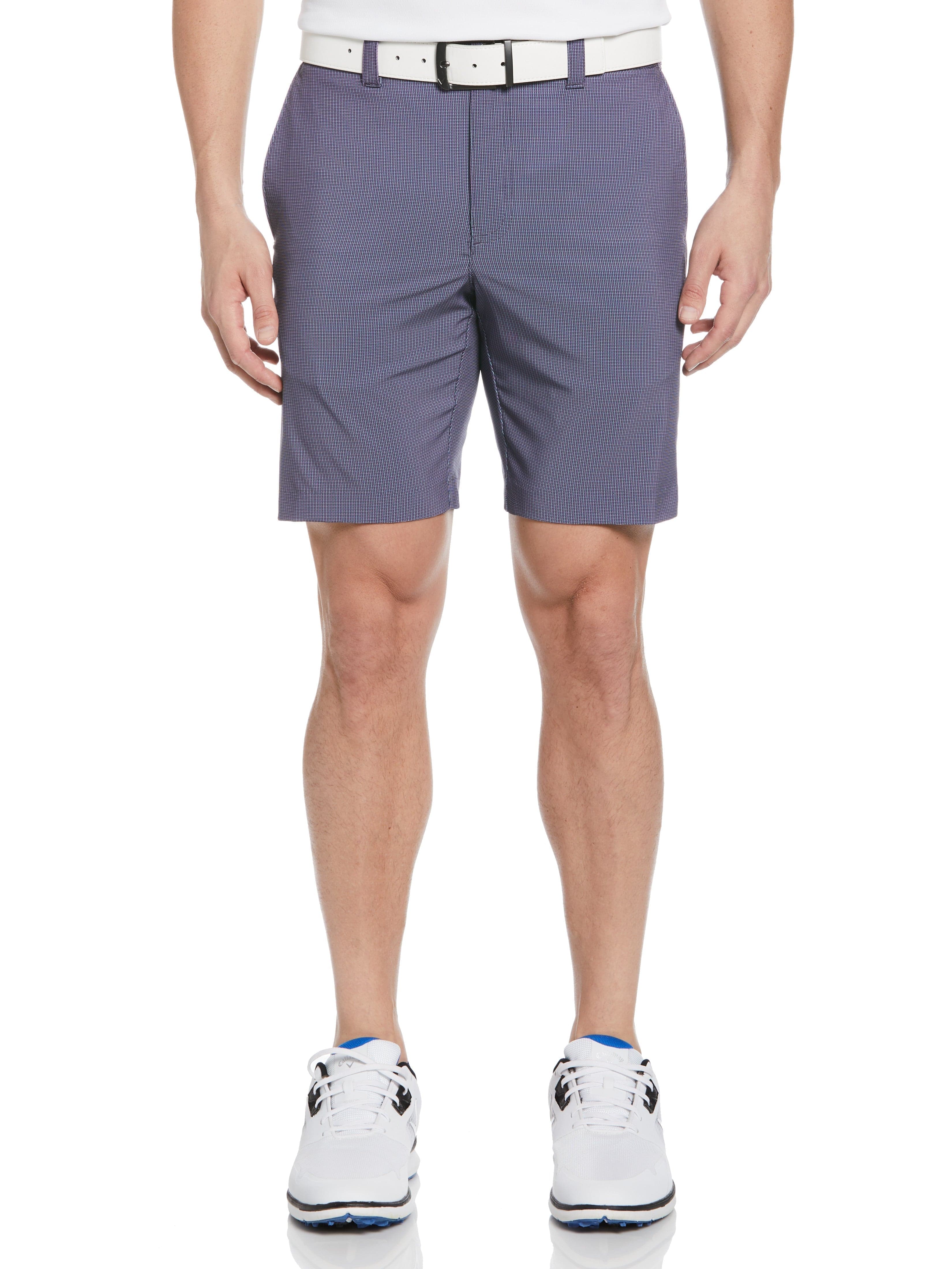 Callaway Apparel Mens Flat Front Mini Texture Print Golf Shorts, Size 40, Peacoat/Pink Sunset Brown, Polyester/Elastane | Golf Apparel Shop