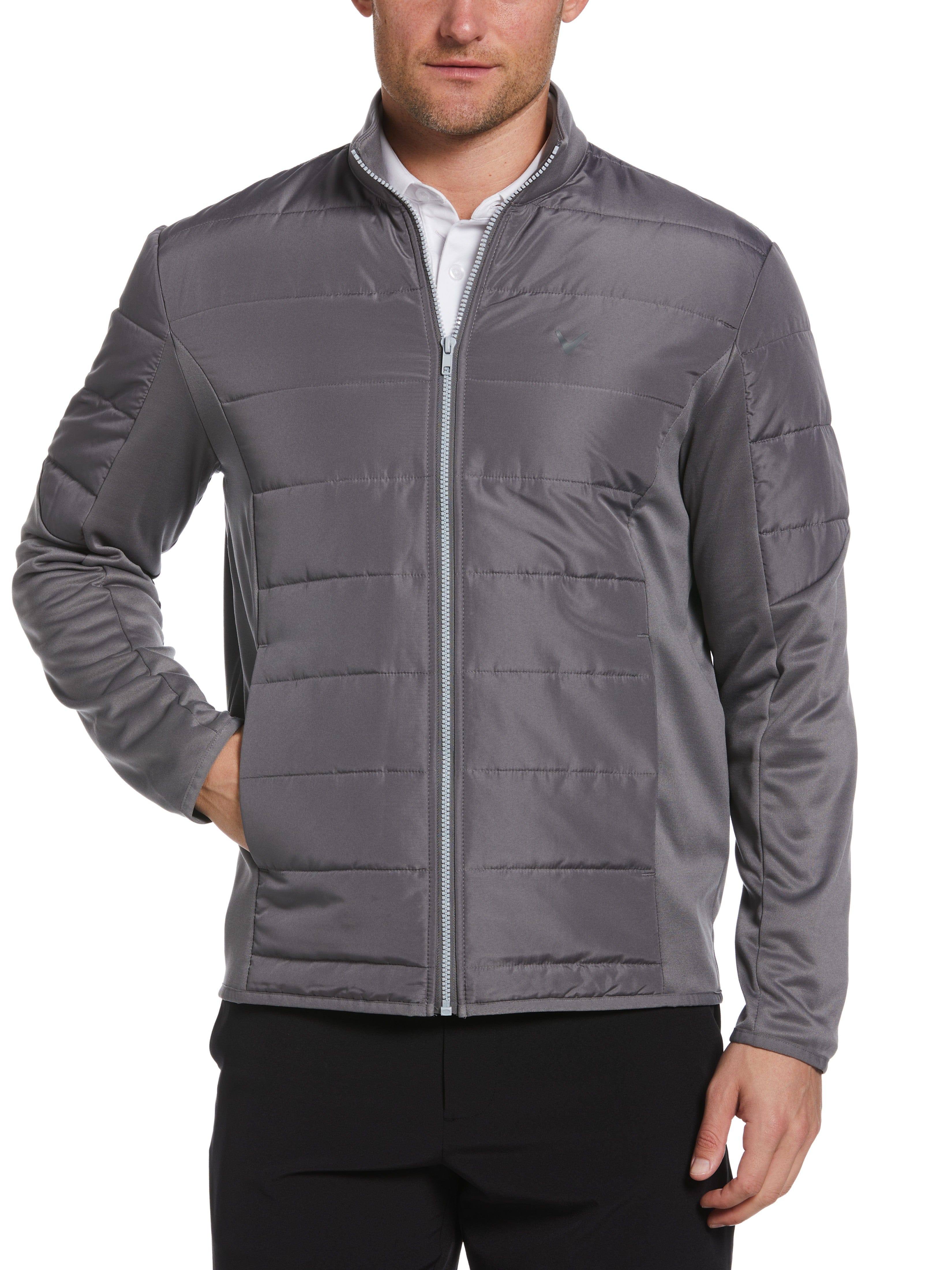 Callaway Apparel Mens Hybrid Performance Puffer Jacket Top, Size Small, Quiet Shade Gray, 100% Polyester | Golf Apparel Shop