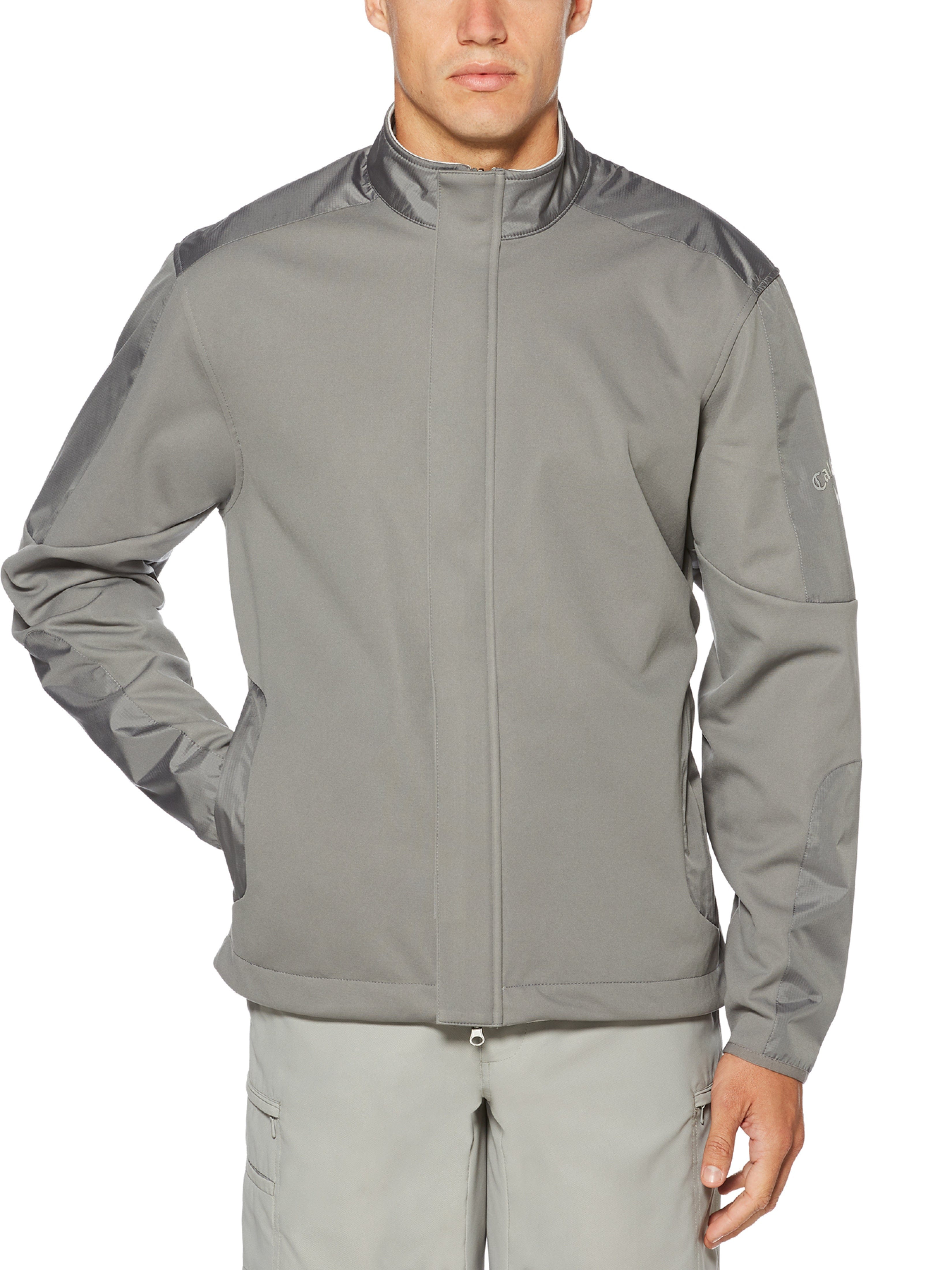 Callaway Apparel Mens Repel Patterned Soft Shell Jacket Top, Size Medium, Quiet Shade Gray, 100% Polyester | Golf Apparel Shop