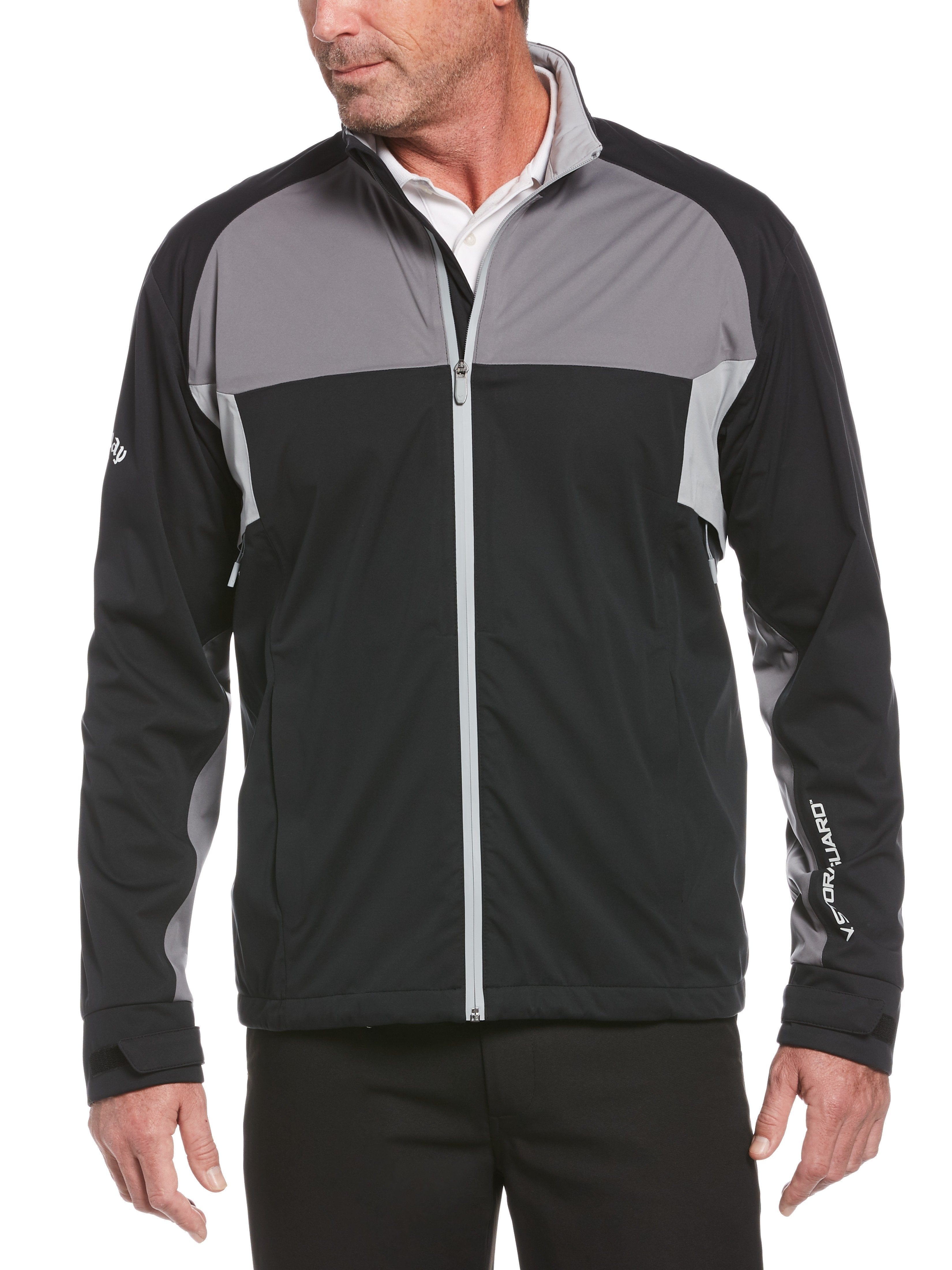 Callaway Apparel Mens Swing Tech™ StormGuard™ Water-Resistant Golf Jacket Top, Size Large, Black, Recycled Polyester/Polyester | Golf Apparel Shop