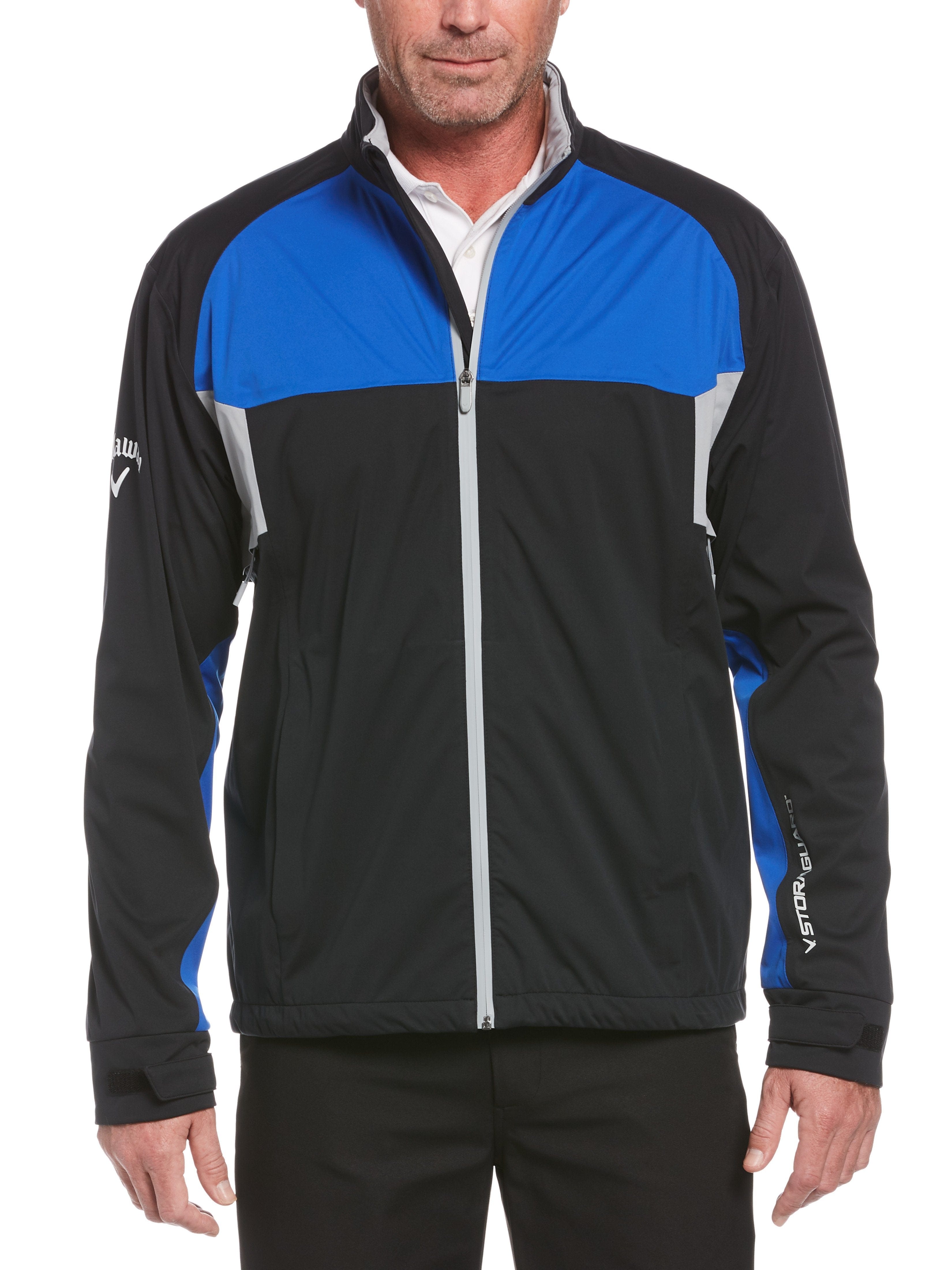 Callaway Apparel Mens Swing Tech™ StormGuard™ Water-Resistant Golf Jacket Top, Size Small, Blue Tattoo, Recycled Polyester/Polyester