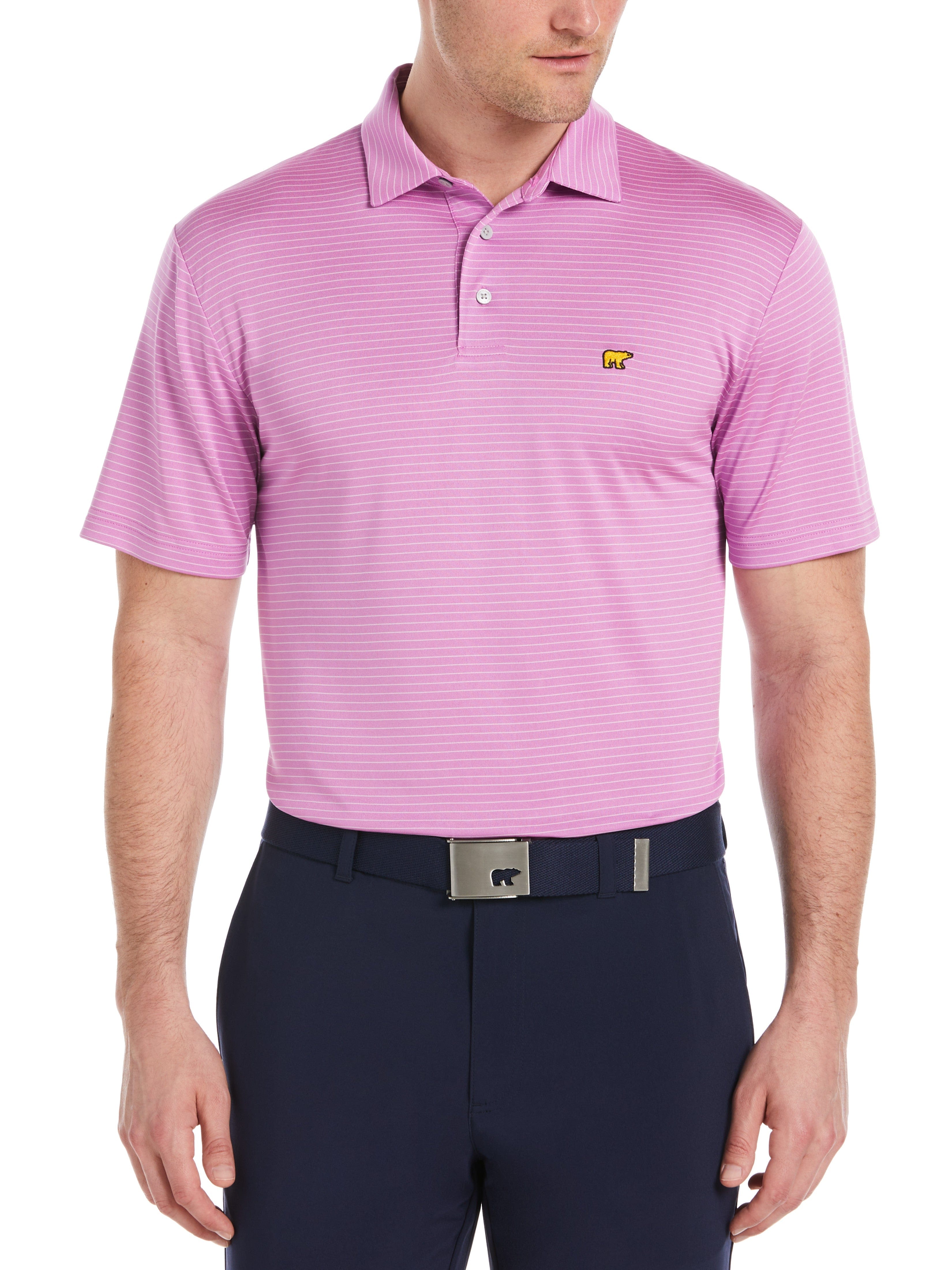 Jack Nicklaus Mens Two Color Stripe Golf Polo Shirt, Size Small, First Bloom Purple, 100% Polyester | Golf Apparel Shop