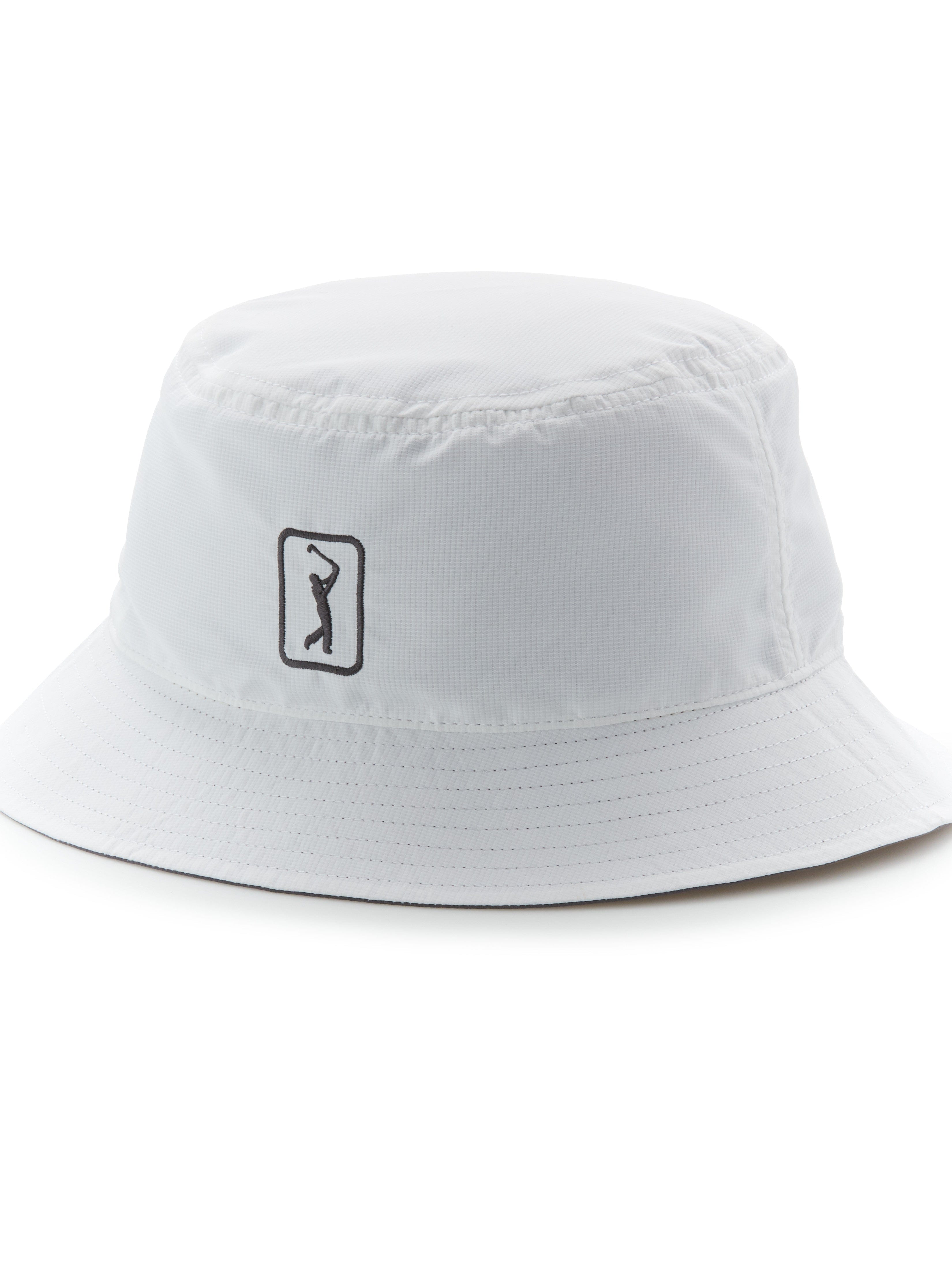 PGA TOUR Apparel Reversible Golf Bucket Hat, White, 100% Polyester | Golf Apparel Shop