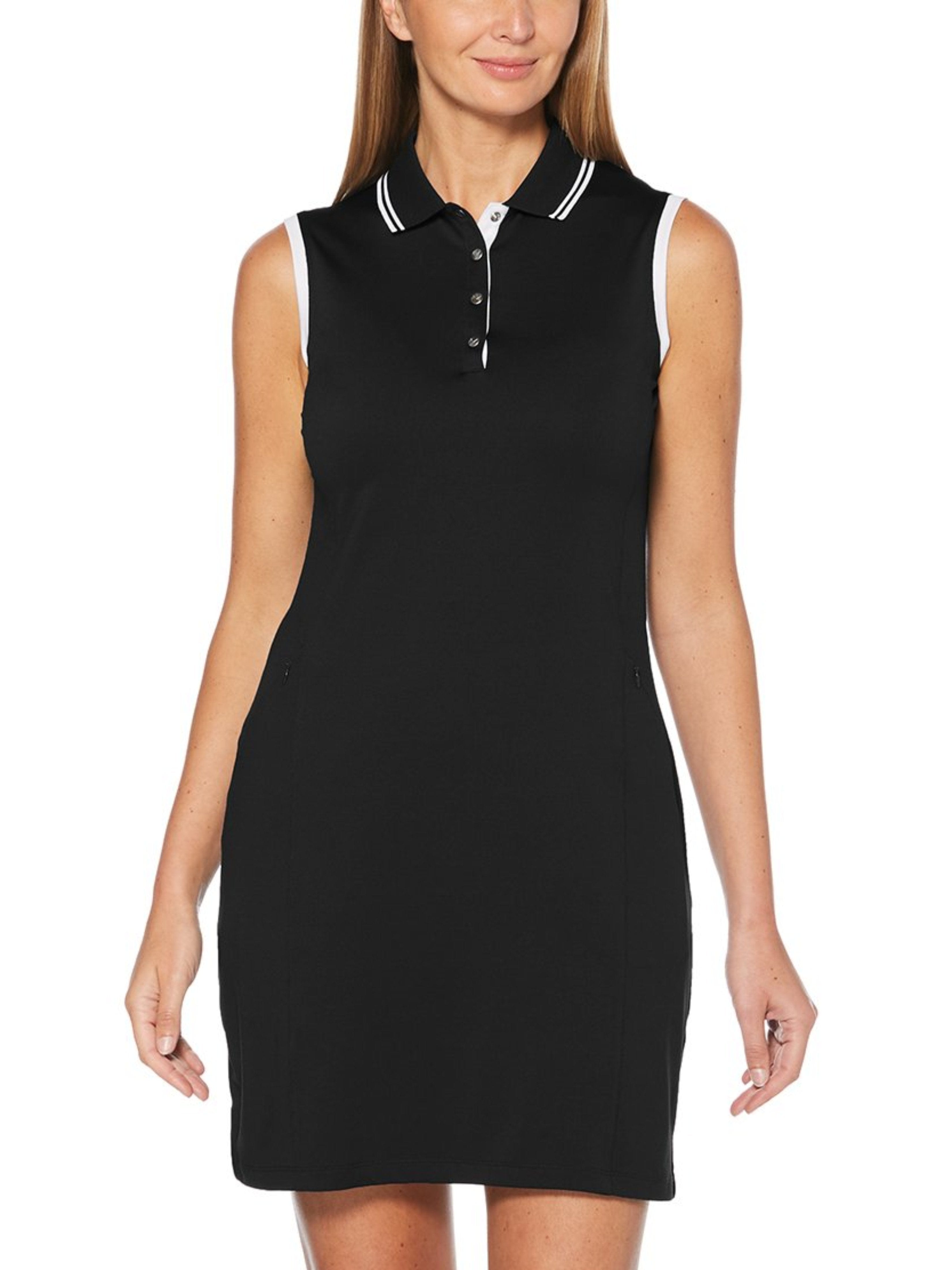 Callaway Apparel Womens Sleeveless Polo Dress, Size Small, Black, Polyester/Spandex | Golf Apparel Shop