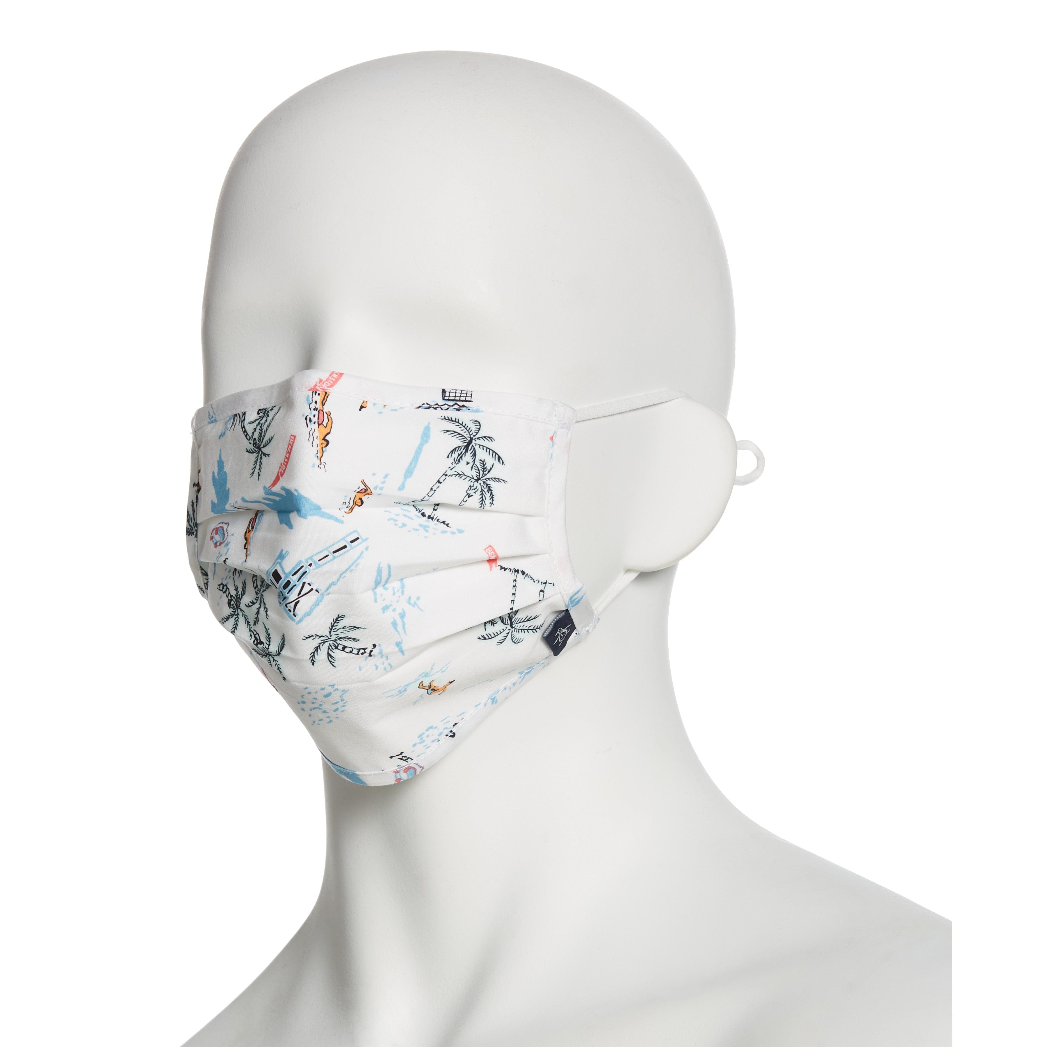 Original Penguin Assorted Poplin Print 3 Pack Pleated Face Mask, Assortment 133 White, 100% Cotton | Golf Apparel Shop