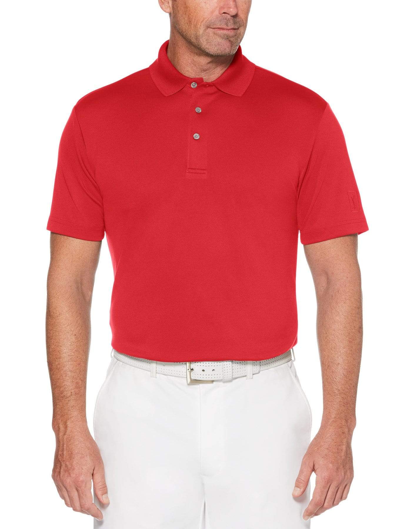 PGA TOUR Apparel Mens Big & Tall AirFlux™ Solid Mesh Polo Shirt, Size 4XLT, Chili Pepper Red, 100% Polyester | Golf Apparel Shop