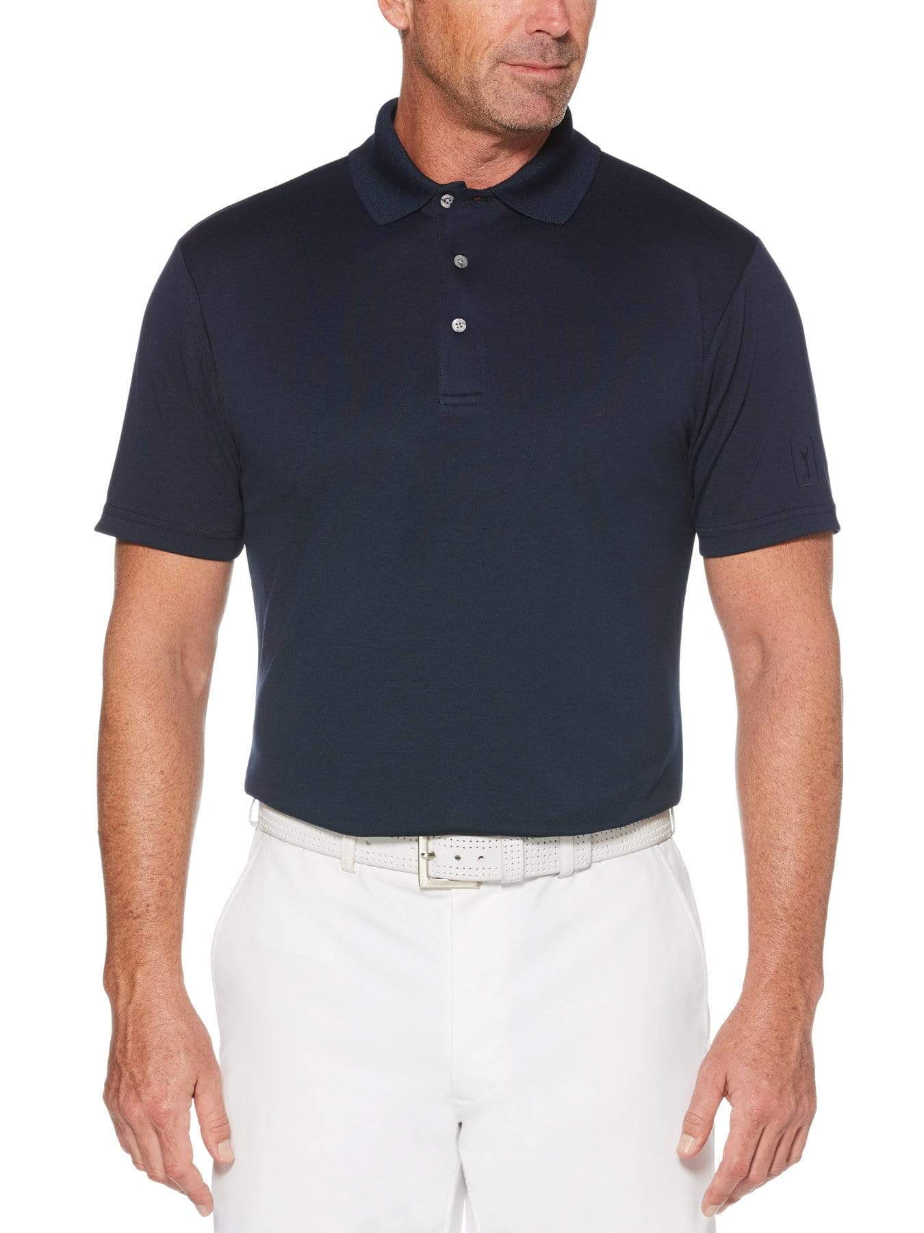 PGA TOUR Apparel Mens Big & Tall AirFlux™ Solid Mesh Polo Shirt, Size LT, True Navy Blue, 100% Polyester | Golf Apparel Shop