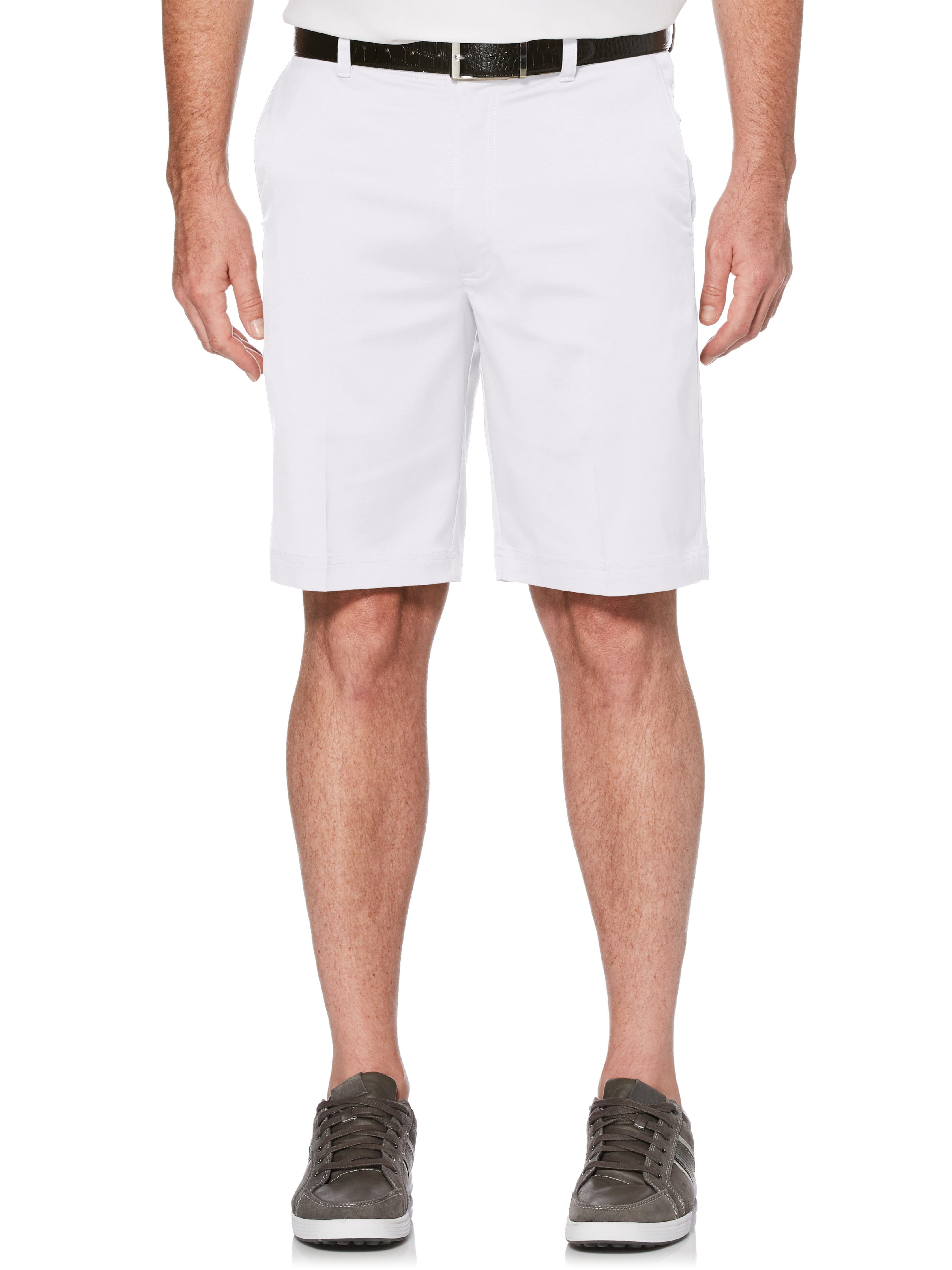 PGA TOUR Apparel Mens Big & Tall Flat Front Active Waistband Shorts, Size 50, White, Polyester/Elastane | Golf Apparel Shop