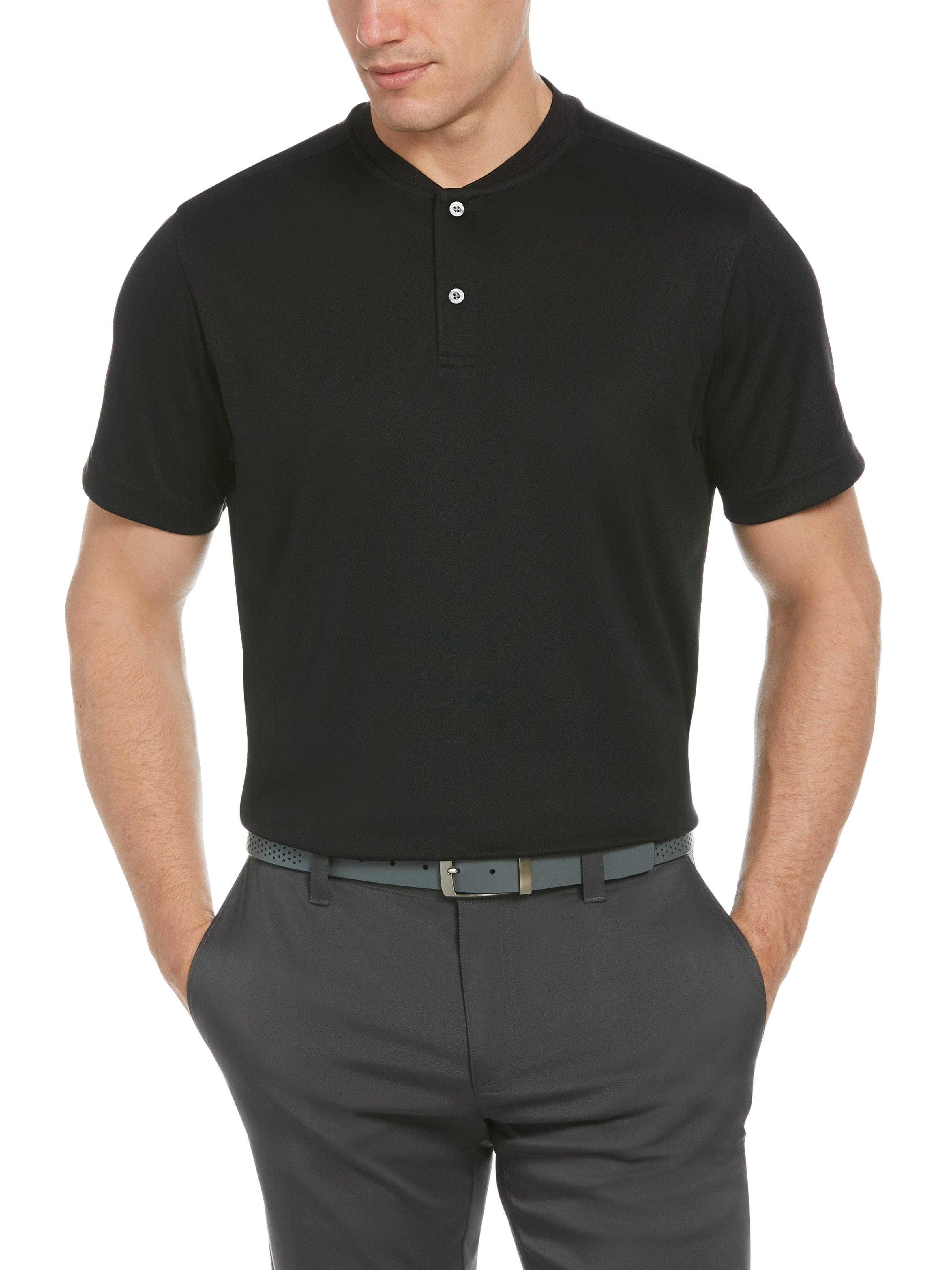 PGA TOUR Apparel Mens Big & Tall Pique Polo Shirt w/ Casual Collar, Size LT, Black, 100% Polyester | Golf Apparel Shop