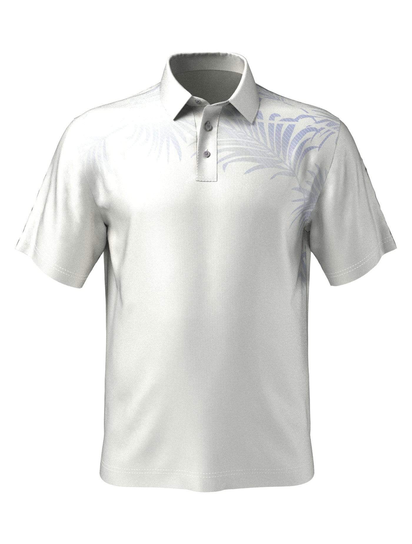 PGA TOUR Apparel Boys Asymmetrical Tropical Print Polo Shirt, Size Medium, White, 100% Polyester | Golf Apparel Shop