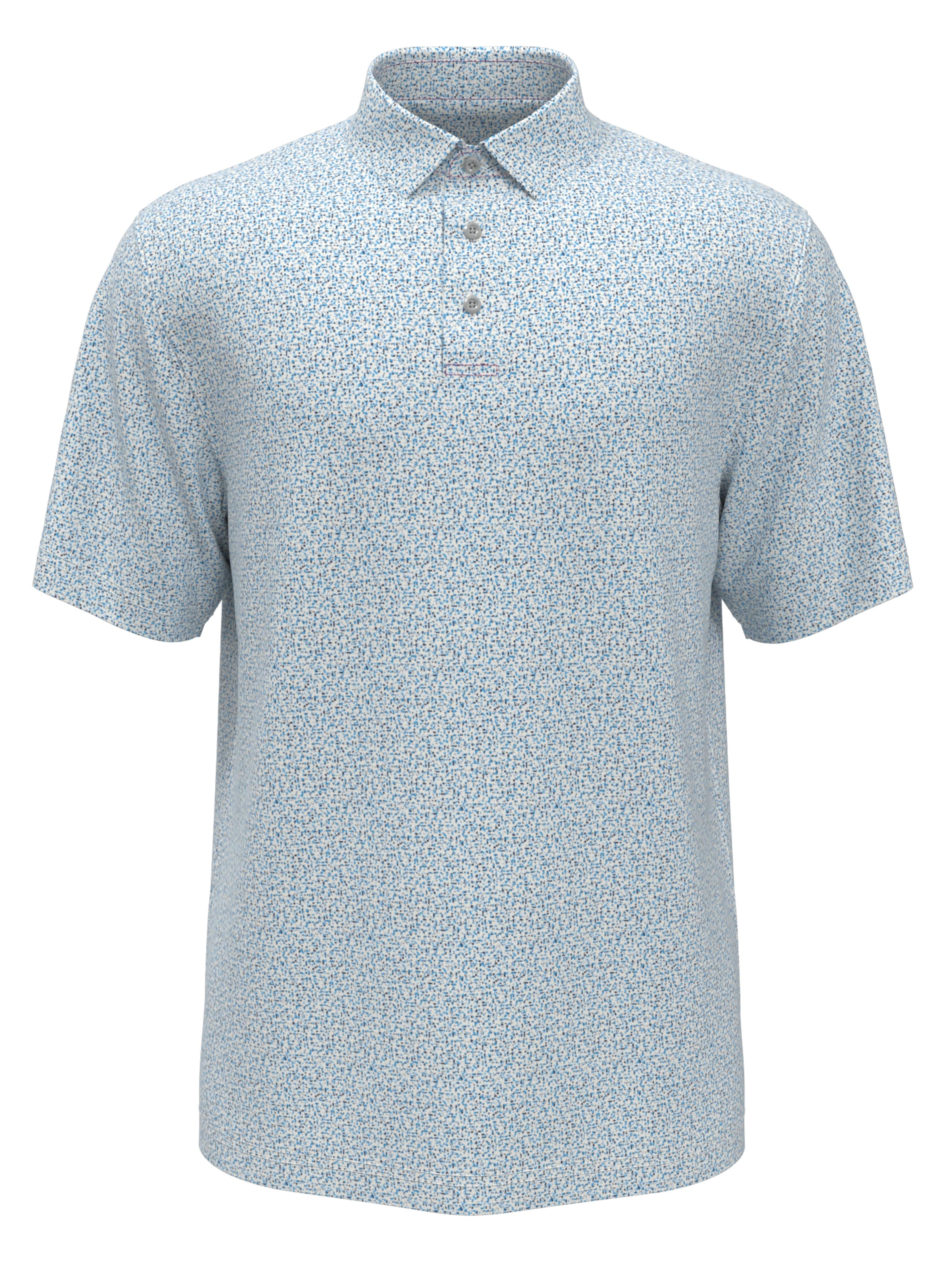 PGA TOUR Apparel Boys Micro Geo Printed Golf Polo Shirt, Size Large, White Blue, 100% Polyester | Golf Apparel Shop