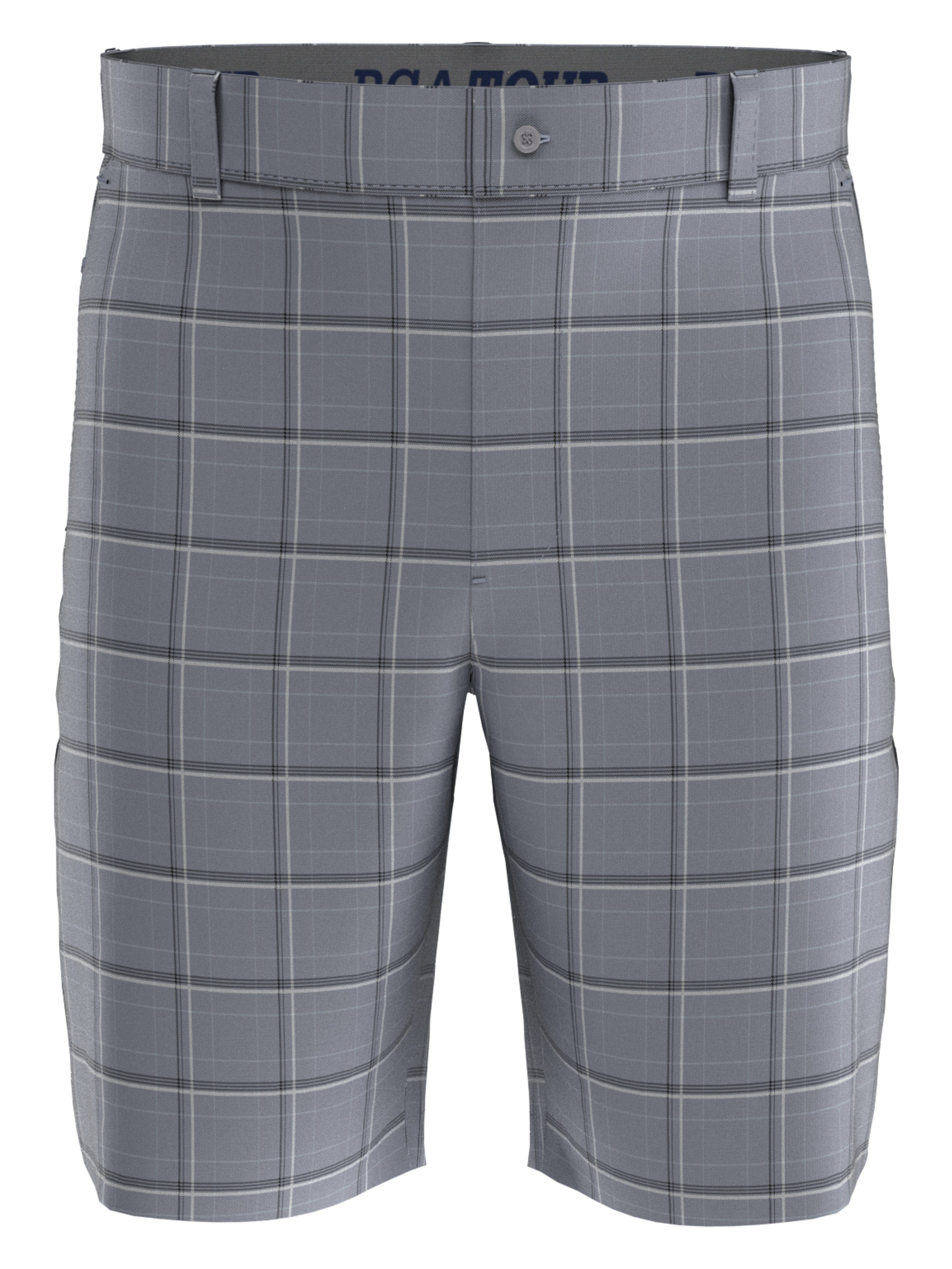PGA TOUR Apparel Boys Roadmap Plaid Golf Shorts, Size Medium, Tradewinds Gray, Polyester/Elastane | Golf Apparel Shop