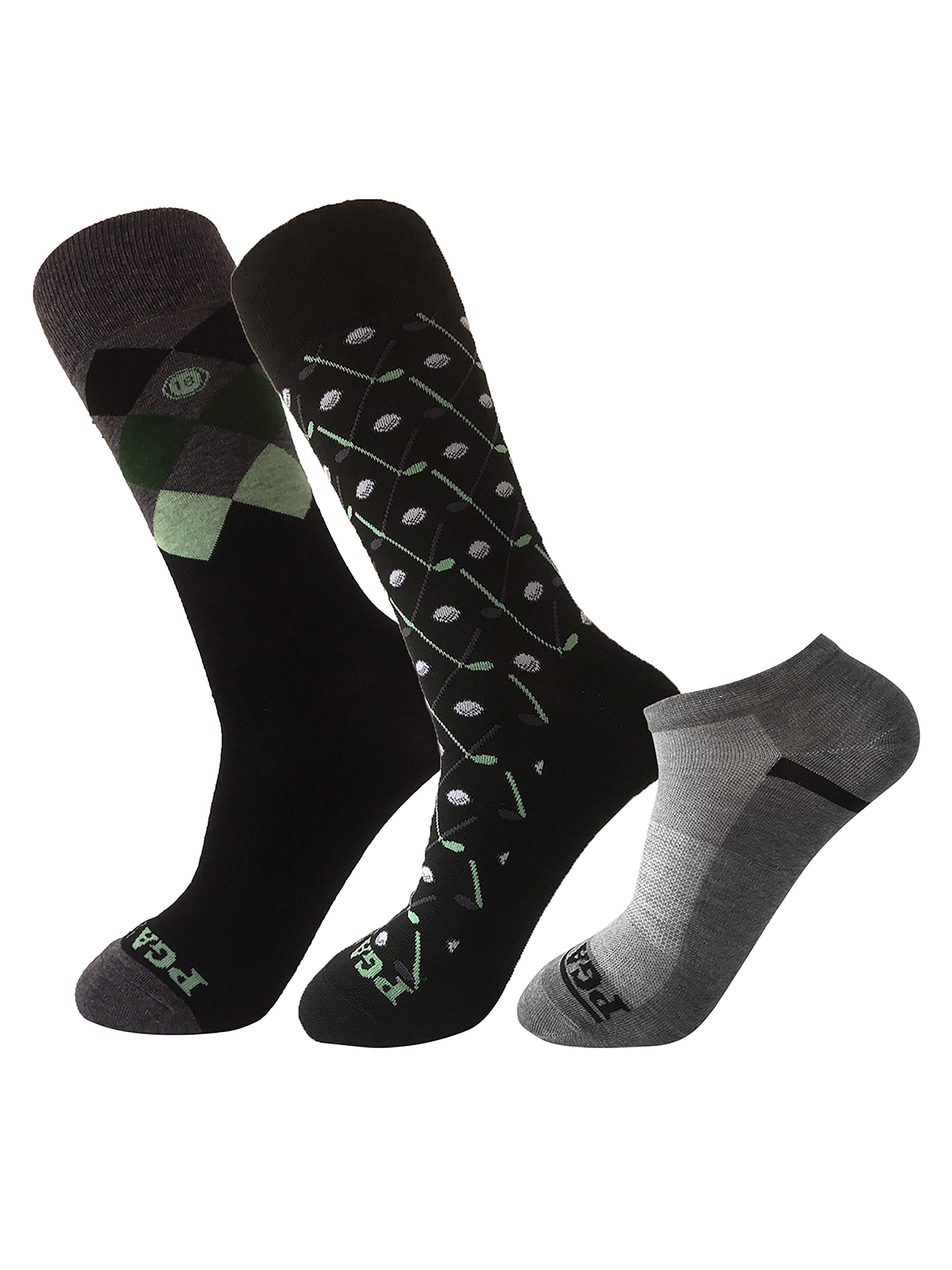 PGA TOUR Apparel Mens 3-Pack Socks Gift Set, Green | Golf Apparel Shop