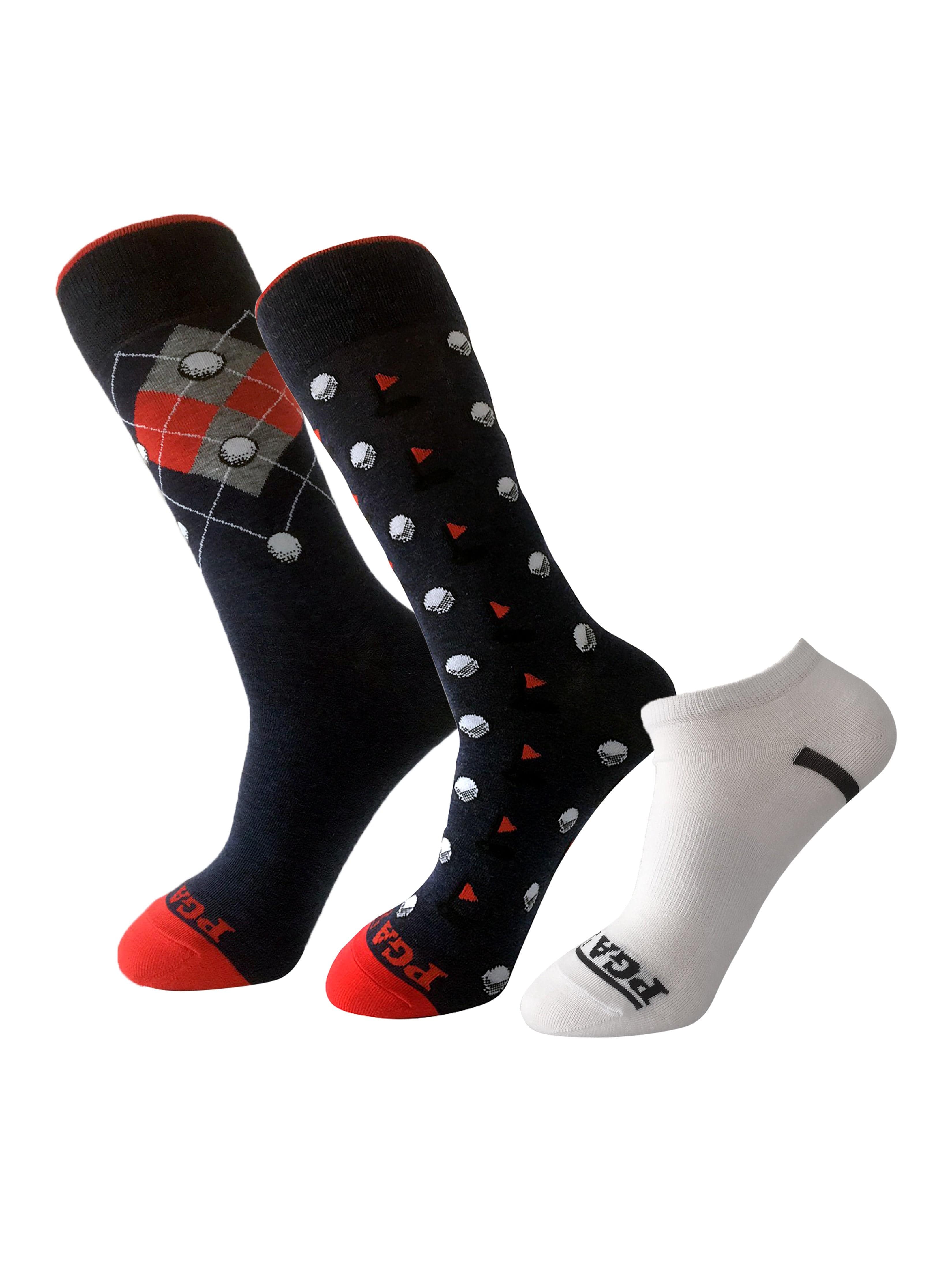 PGA TOUR Apparel Mens 3-Pack Socks Gift Set, Red | Golf Apparel Shop