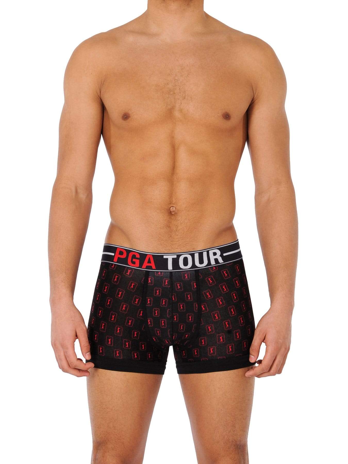 PGA TOUR Apparel Mens Allover Printed Boxer Brief Underwear, Size Small, Black, Cotton/Spandex | Golf Apparel Shop