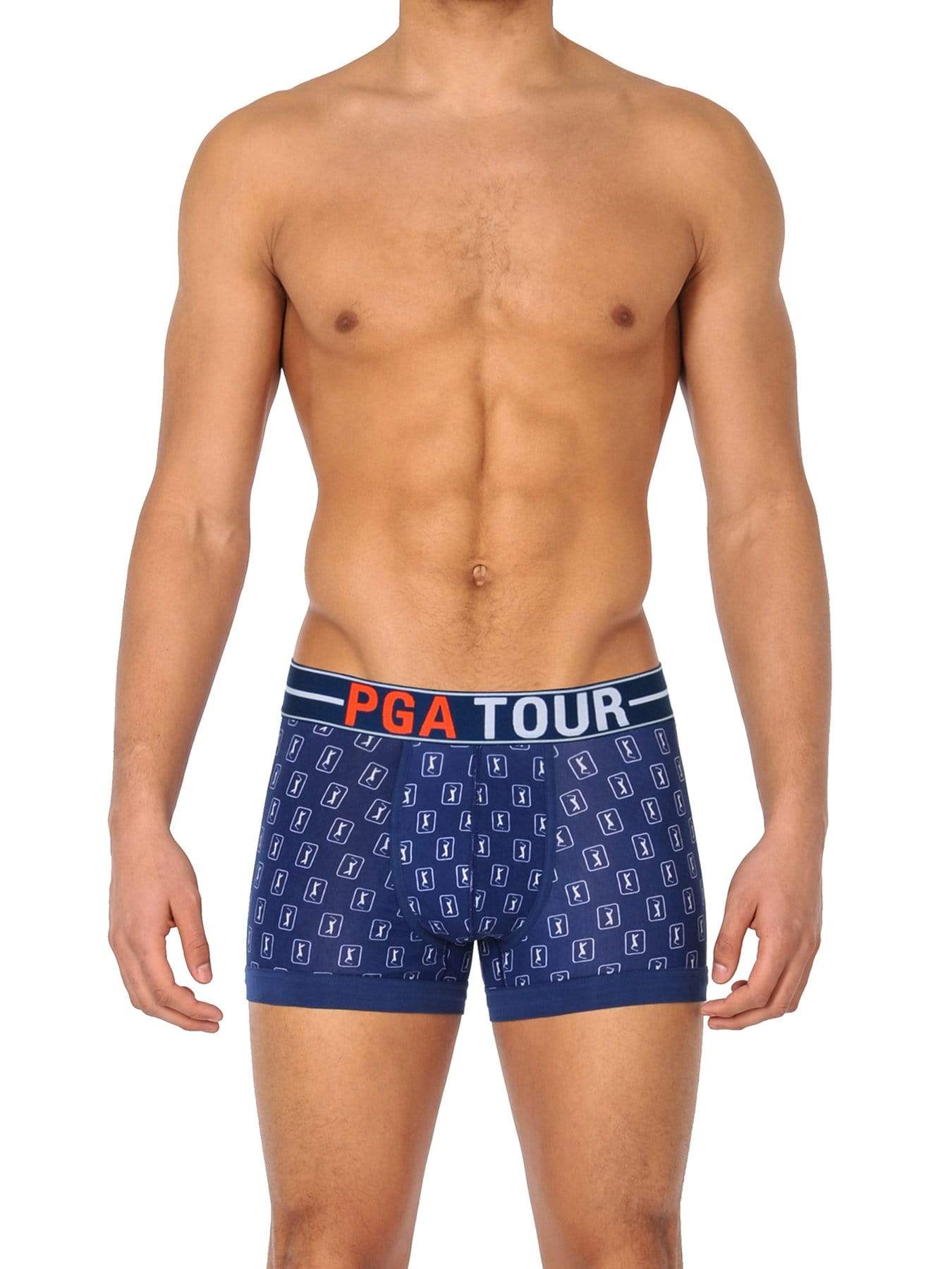 PGA TOUR Apparel Mens Allover Printed Boxer Brief Underwear, Size Medium, Navy Blue, Cotton/Spandex | Golf Apparel Shop