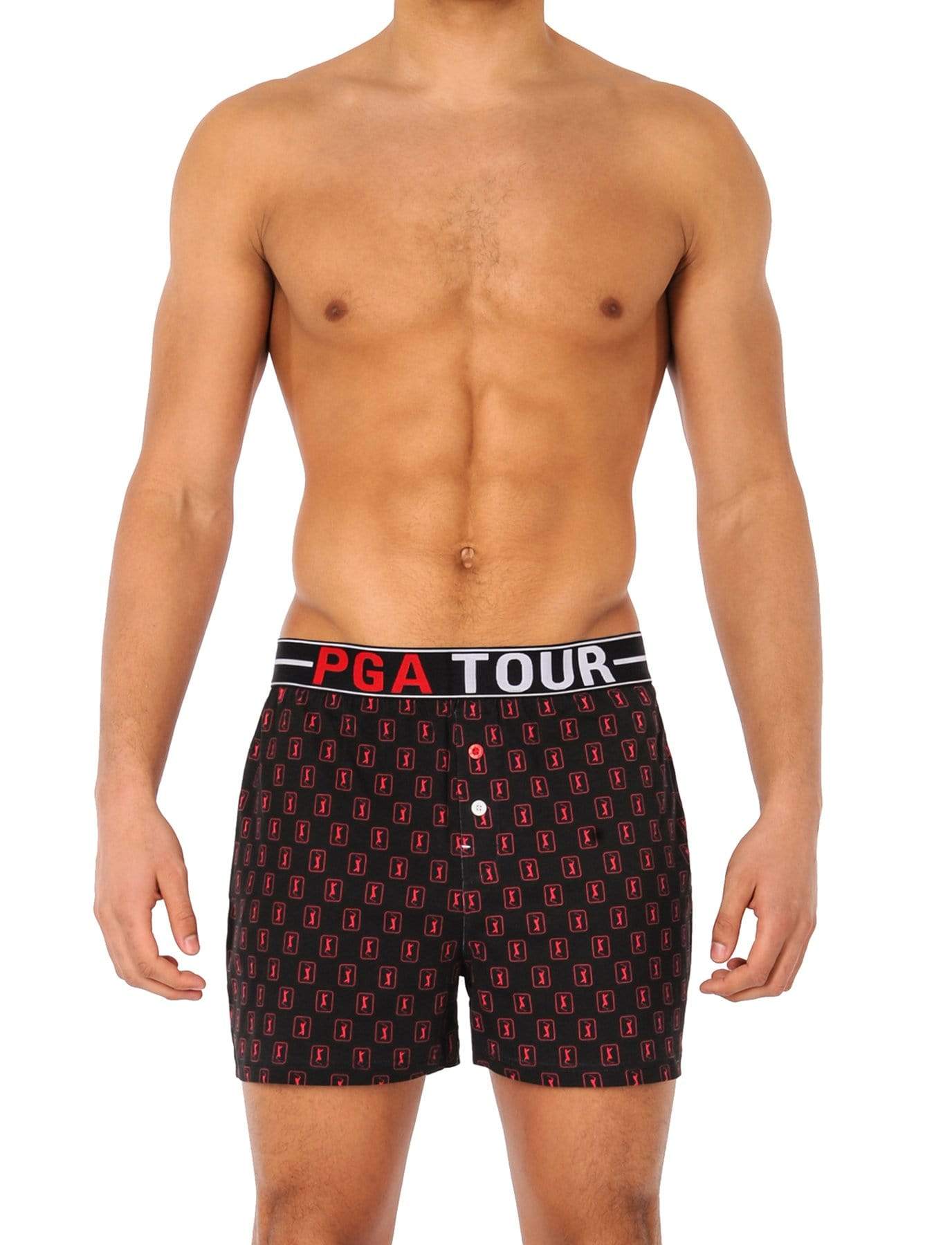 PGA TOUR Apparel Mens Allover Printed Loose Boxer Short Underwear, Size Medium, Black, 100% Cotton | Golf Apparel Shop