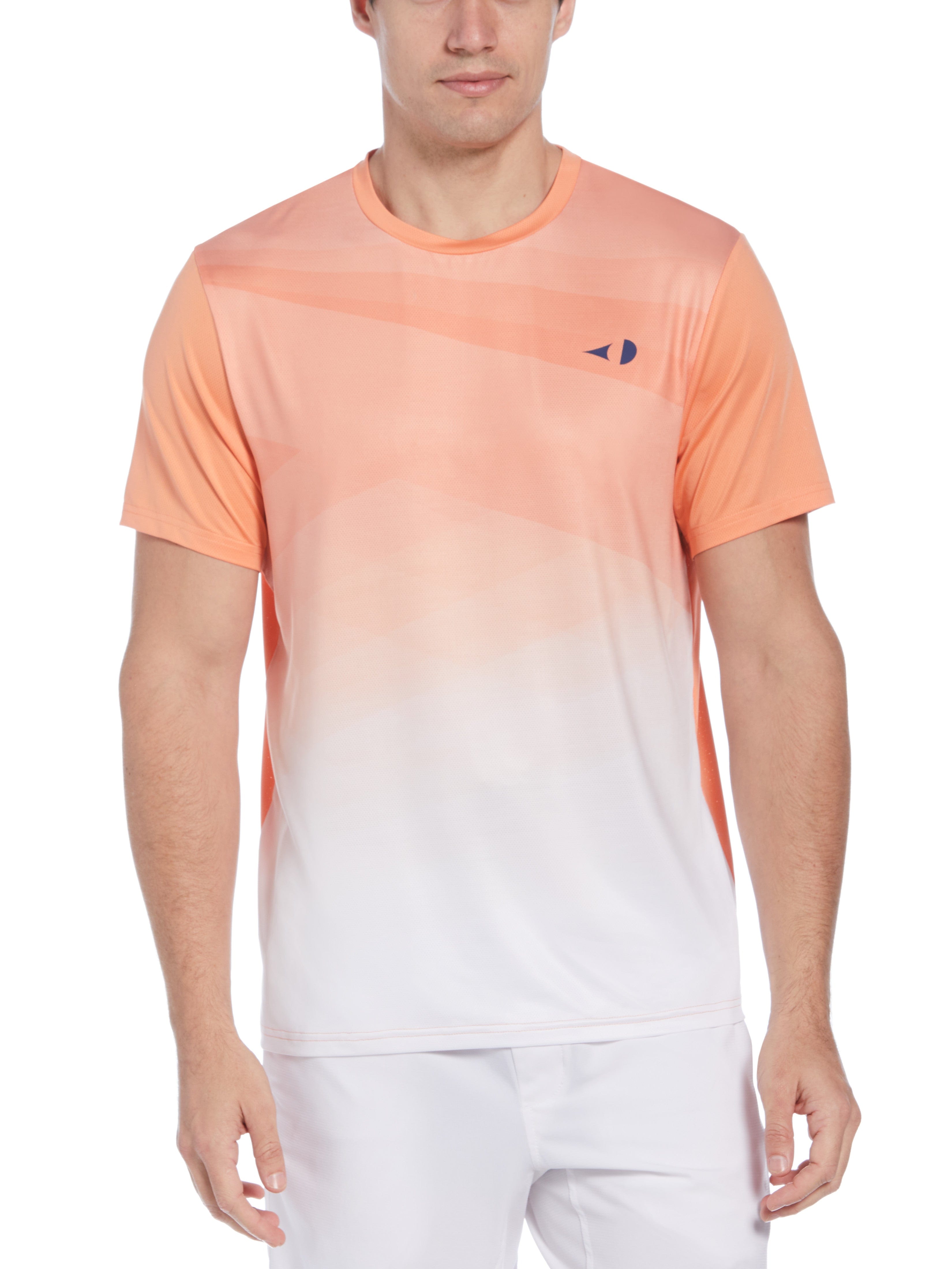 Grand Slam Mens Asymetrical Texture Printed Tennis T-Shirt, Size Medium, Candied Yams Orange, Polyester/Spandex | Golf Apparel Shop