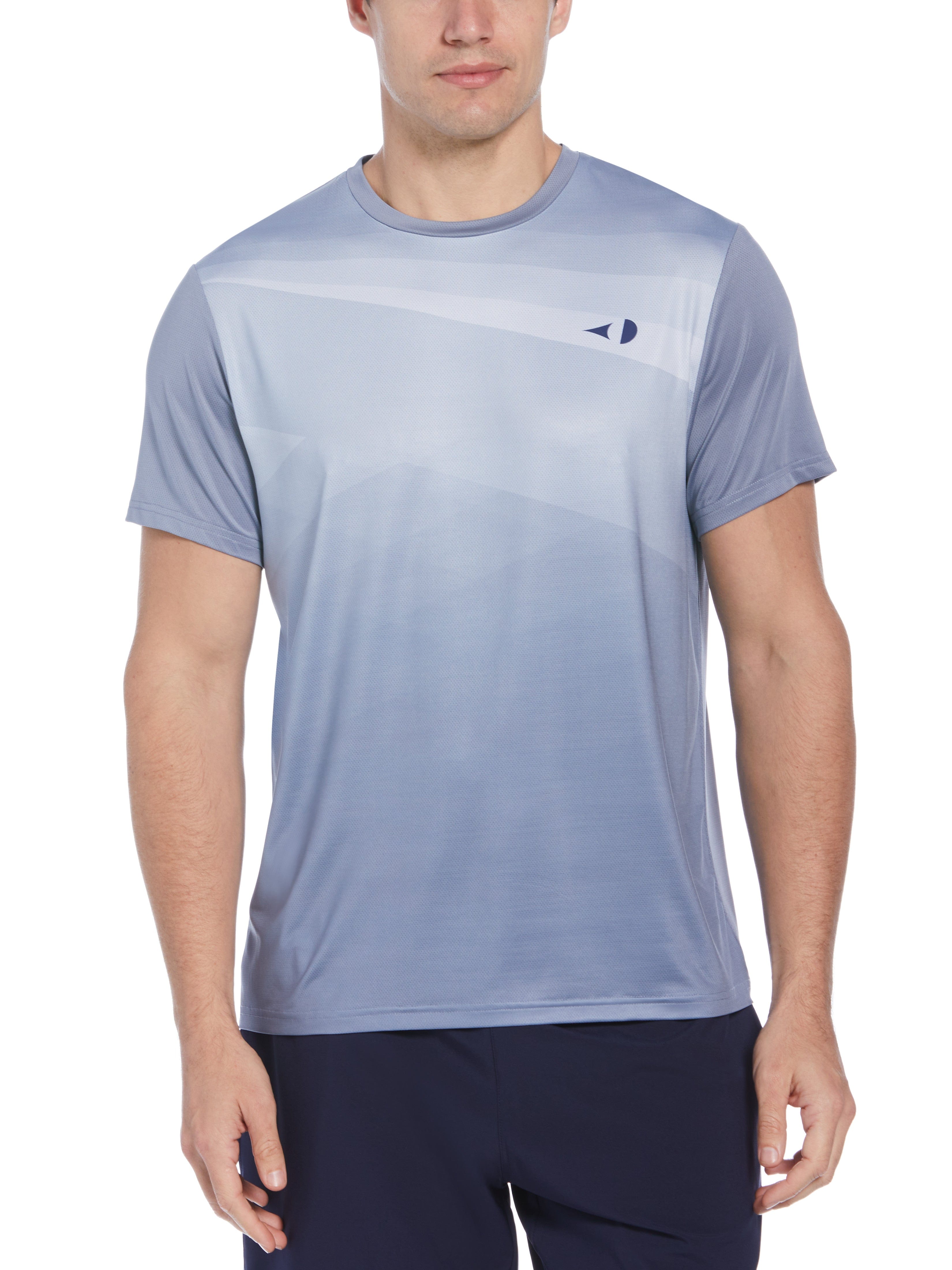 Grand Slam Mens Asymetrical Texture Printed Tennis T-Shirt, Size Large, Flint Stone Gray, Polyester/Spandex | Golf Apparel Shop
