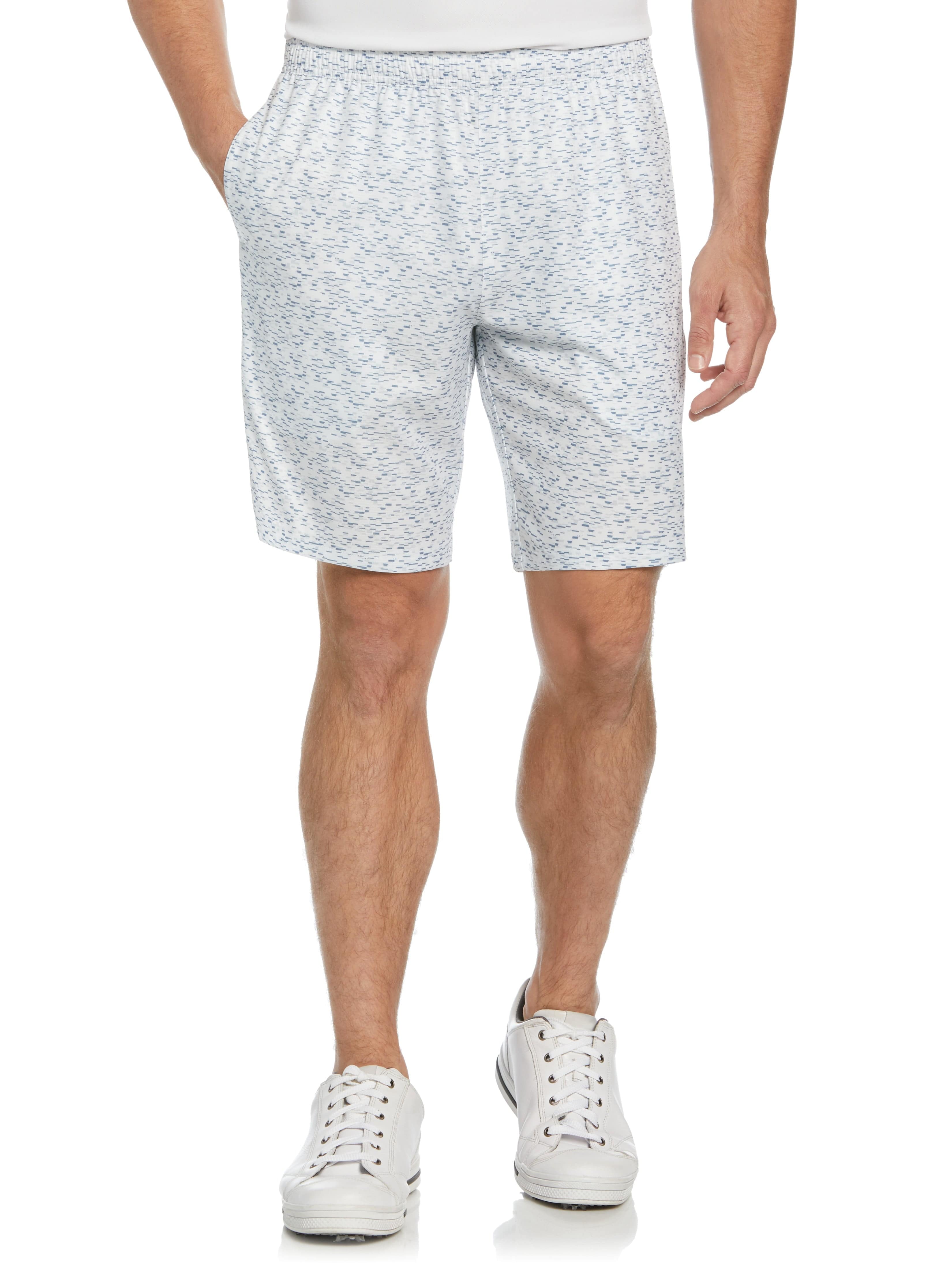 Grand Slam Mens Athletic Printed Tennis Short, Size Medium, White, Polyester/Elastane | Golf Apparel Shop