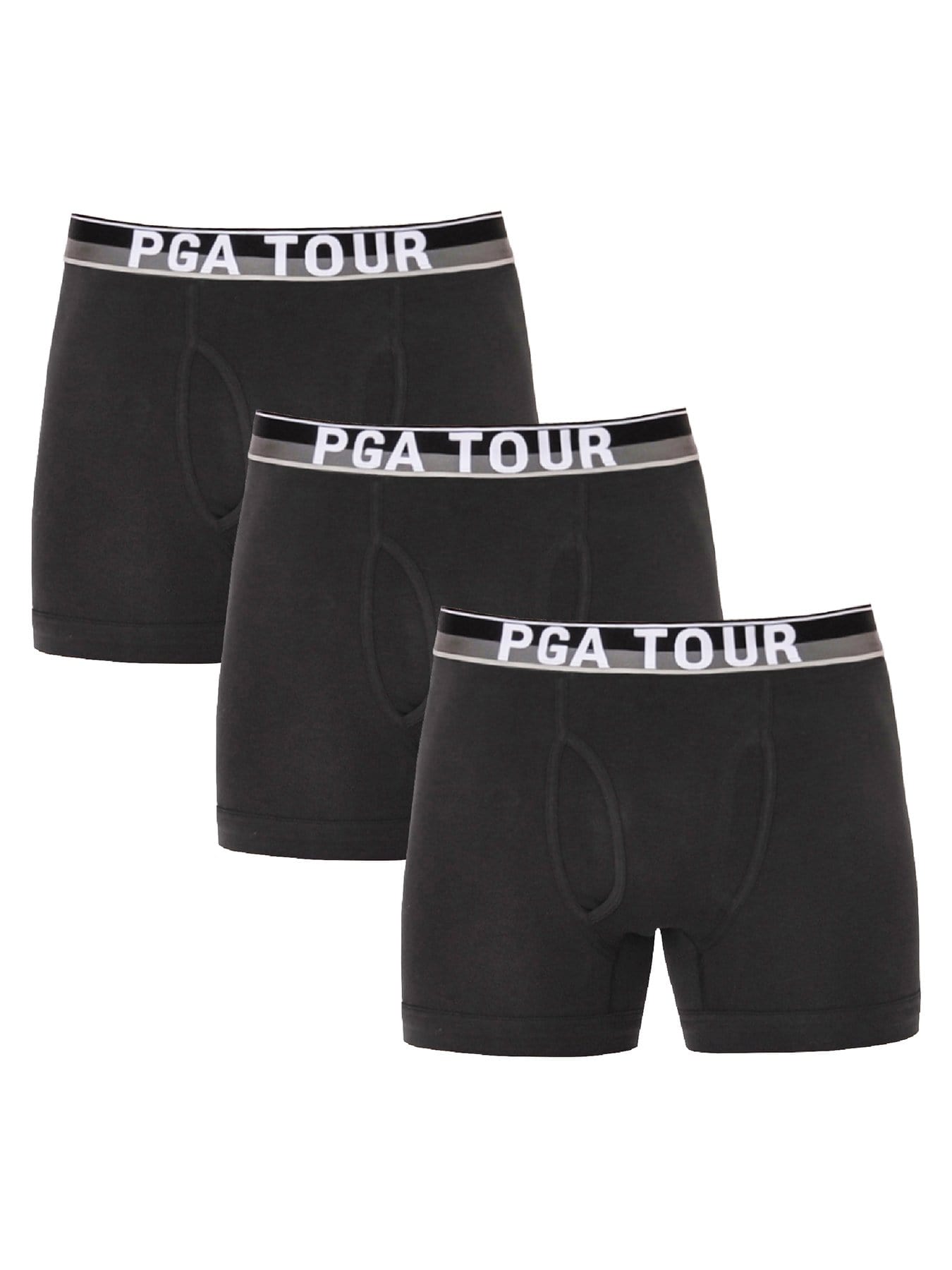 PGA TOUR Apparel Mens Boxer Brief Underwear (3-Pack), Size Large, Black/Black/Black, Cotton/Spandex | Golf Apparel Shop
