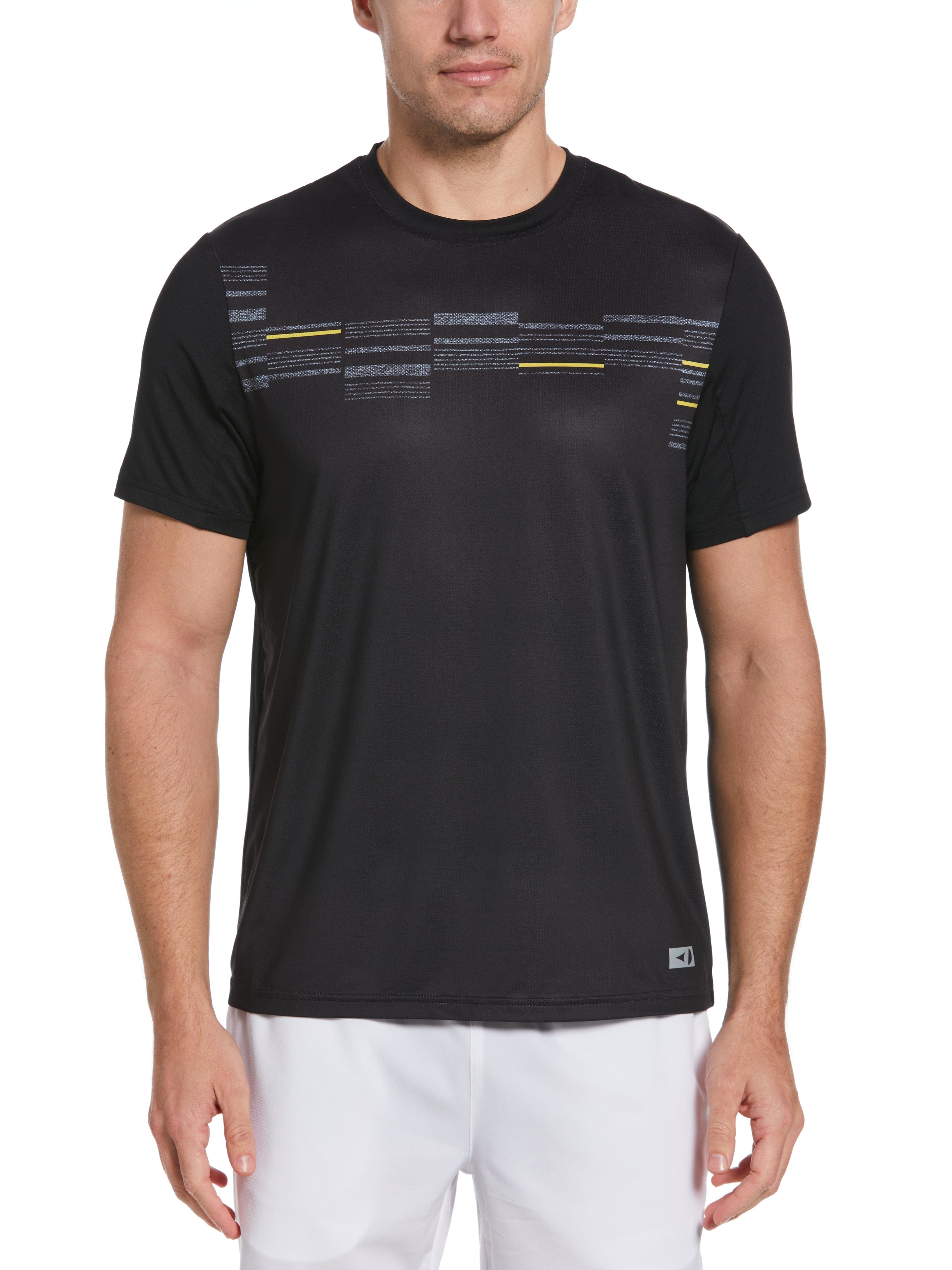 Grand Slam Mens Broken Chest Print Tennis T-Shirt, Size 2XL, Black, Polyester/Spandex | Golf Apparel Shop
