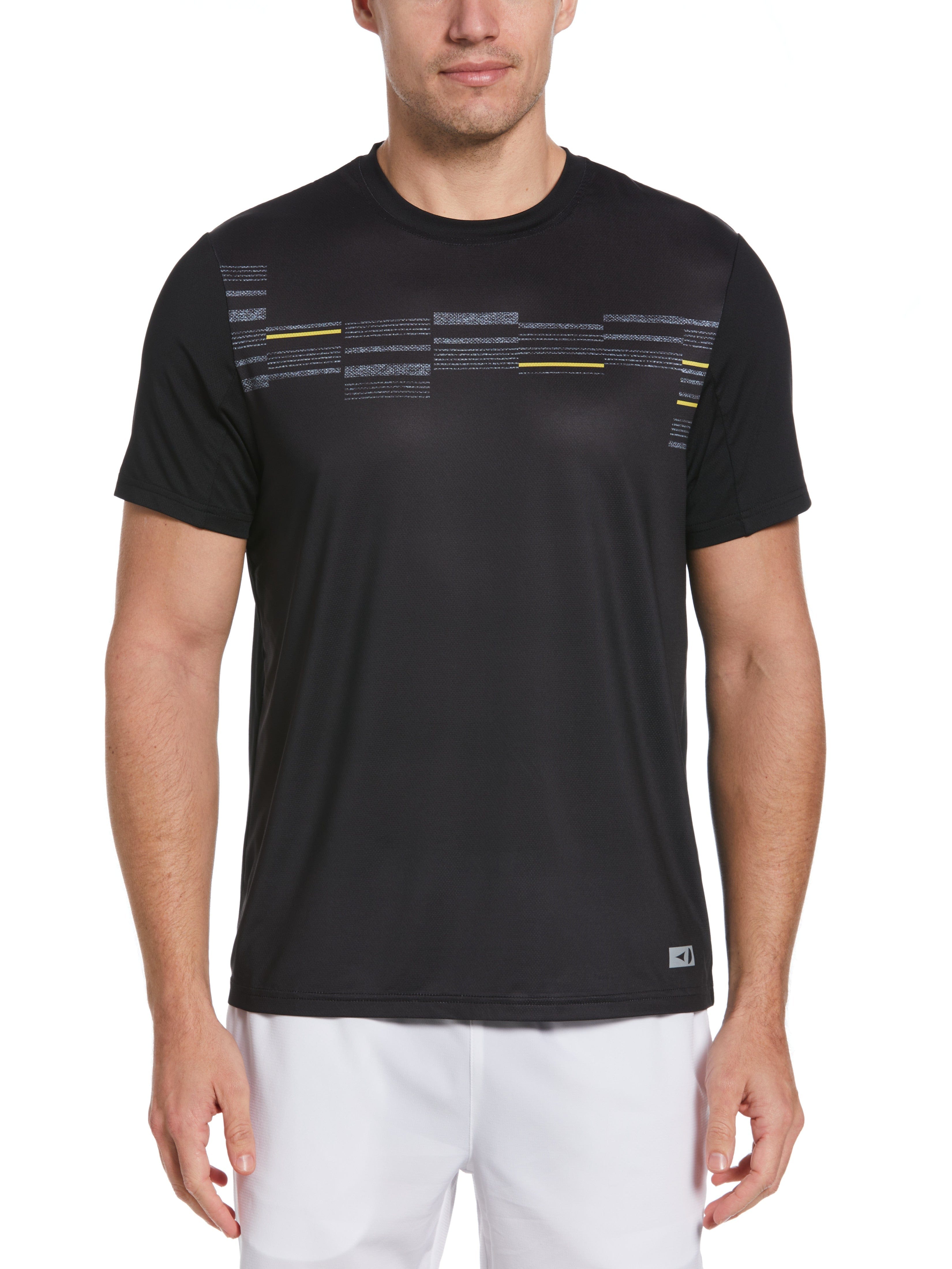 Grand Slam Mens Broken Chest Print Tennis T-Shirt, Size Large, Black, Polyester/Spandex | Golf Apparel Shop