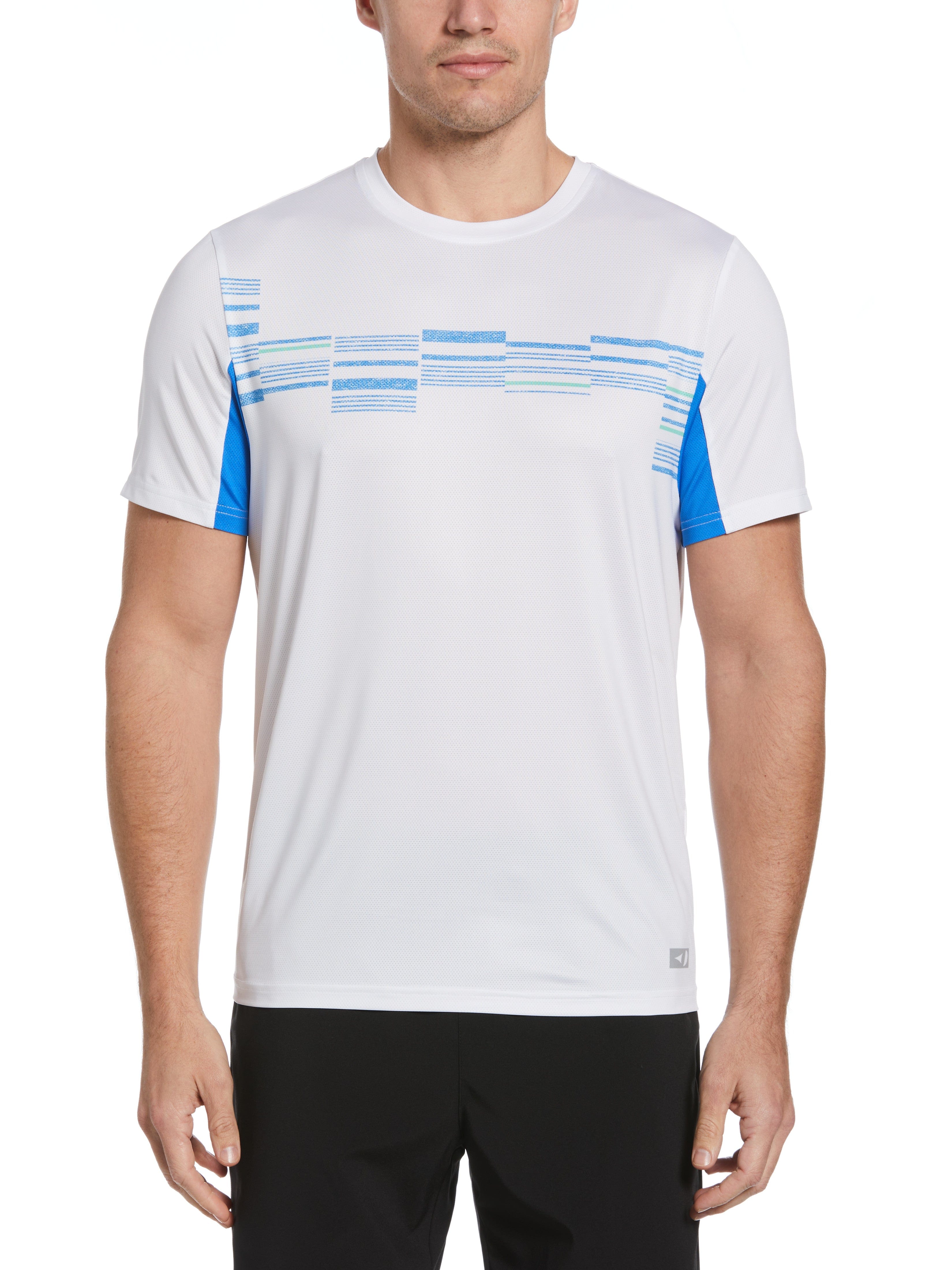 Grand Slam Mens Broken Chest Print Tennis T-Shirt, Size XL, White, Polyester/Spandex | Golf Apparel Shop