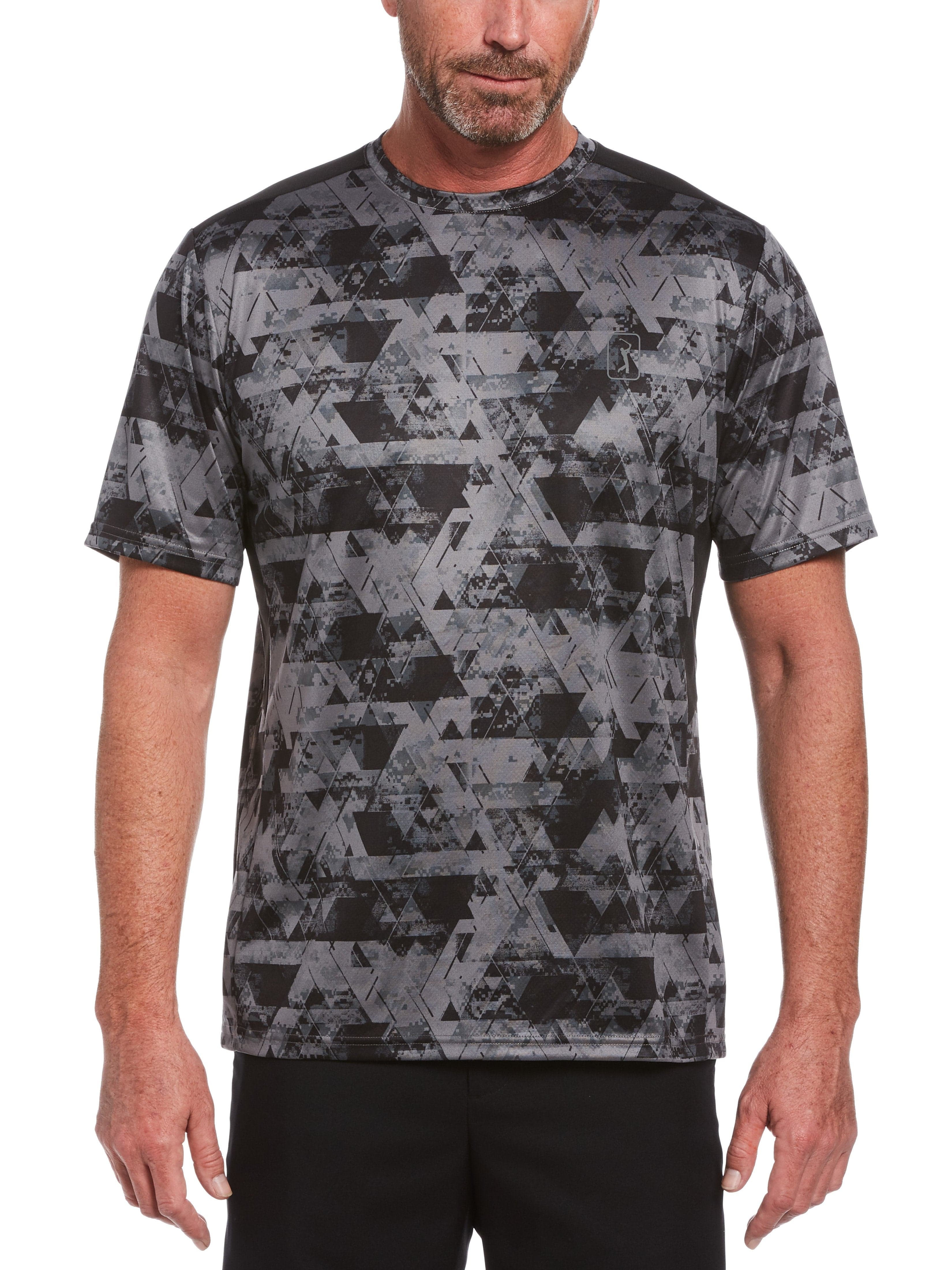 PGA TOUR Apparel Mens Camo Geo Print T-Shirt, Size Large, Black, 100% Polyester | Golf Apparel Shop