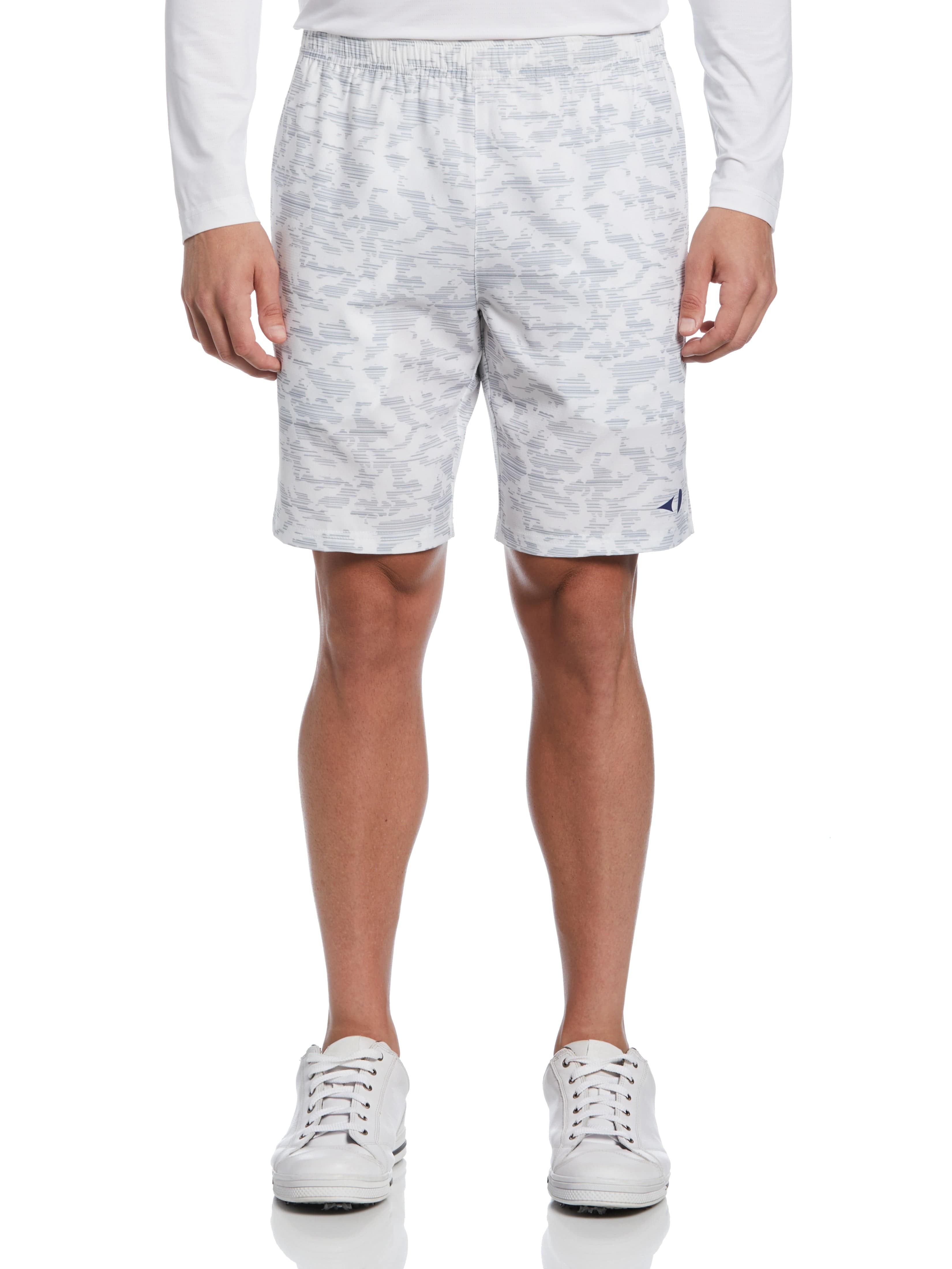 Grand Slam Mens Camo Printed Tennis Short, Size Large, White, Polyester/Elastane | Golf Apparel Shop