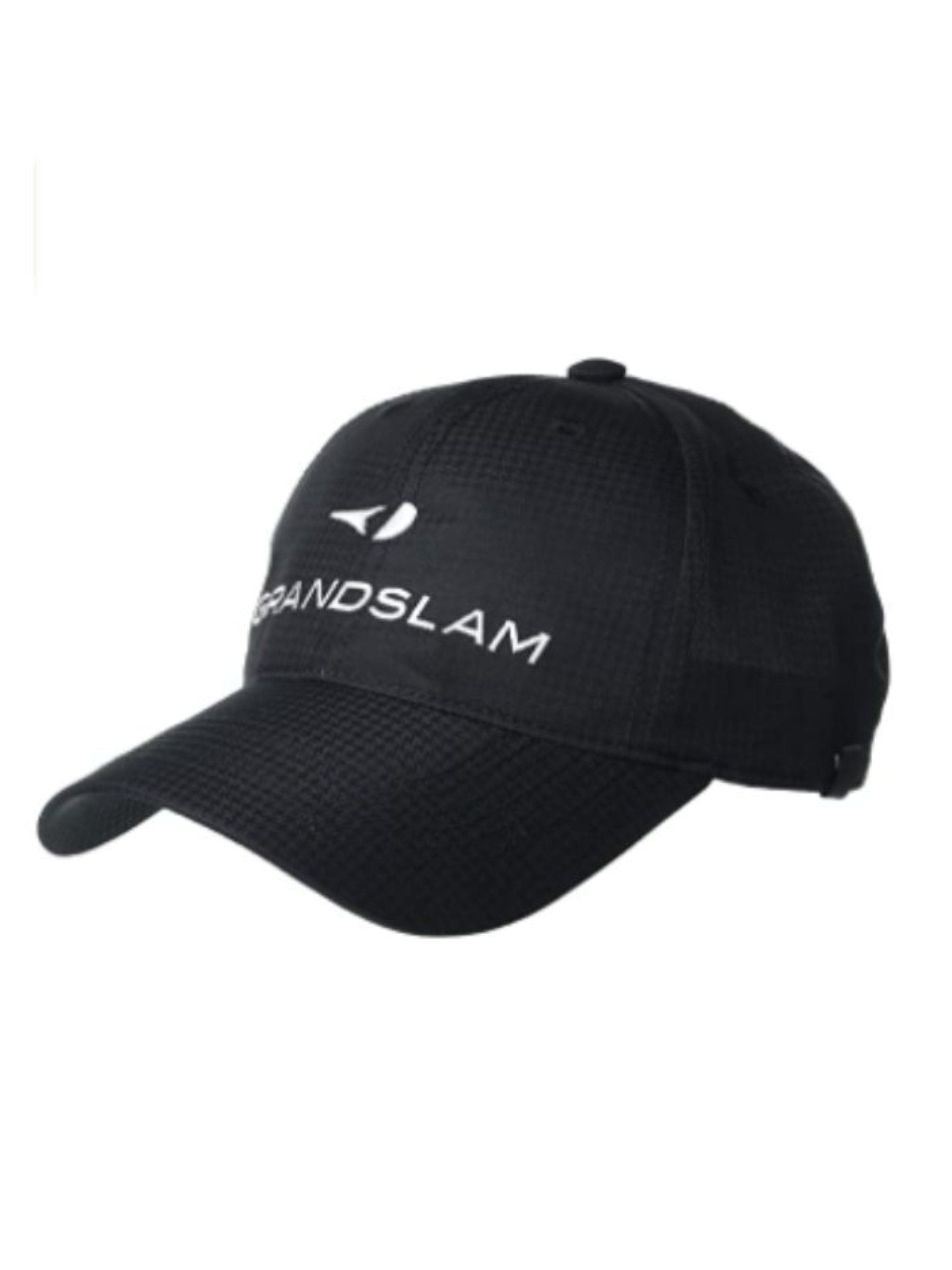 Grand Slam Mens Cap w/ Mask Holder Snap, Black, 100% Polyester | Golf Apparel Shop