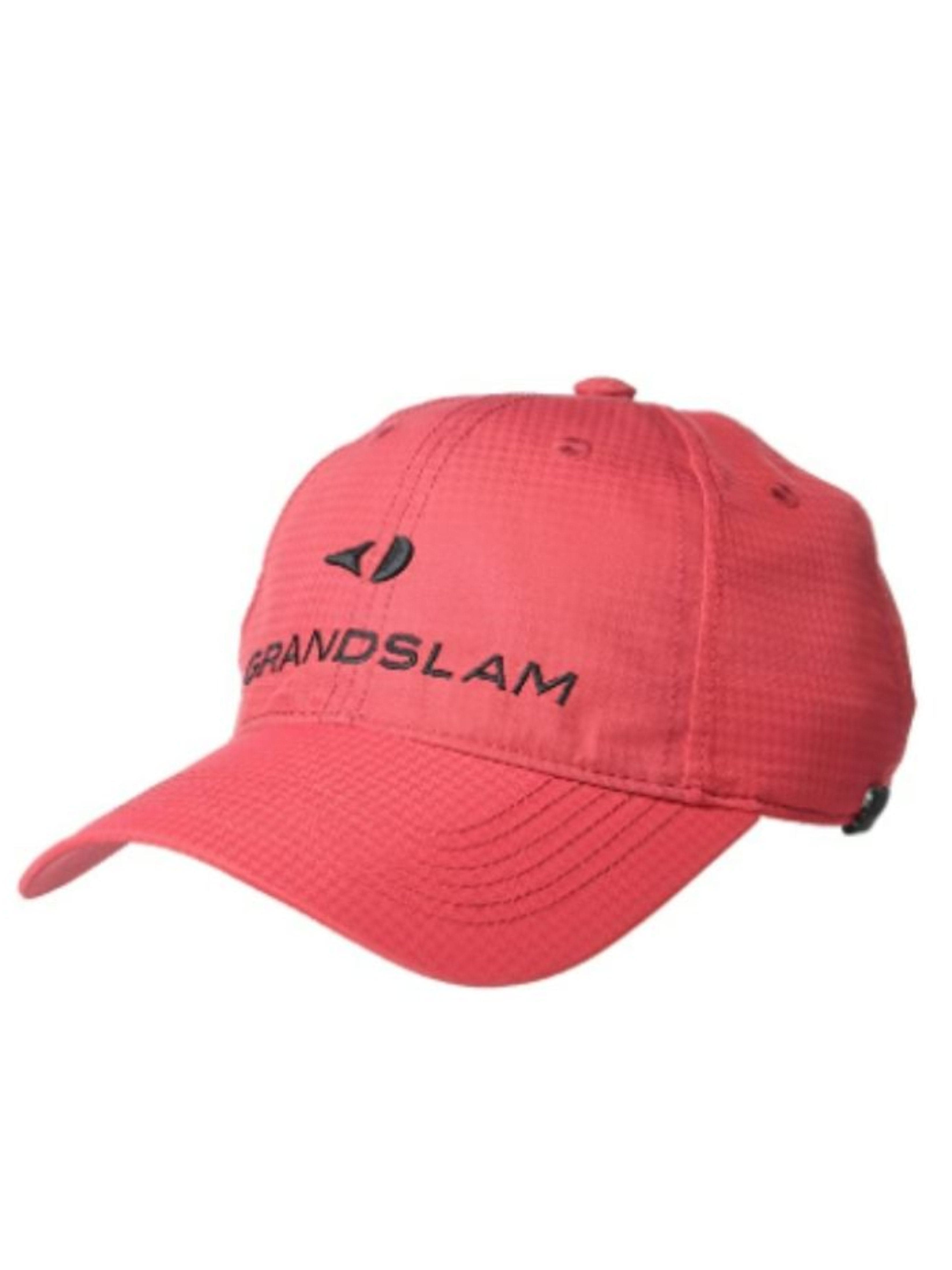 Grand Slam Mens Cap w/ Mask Holder Snap, Red, 100% Polyester | Golf Apparel Shop