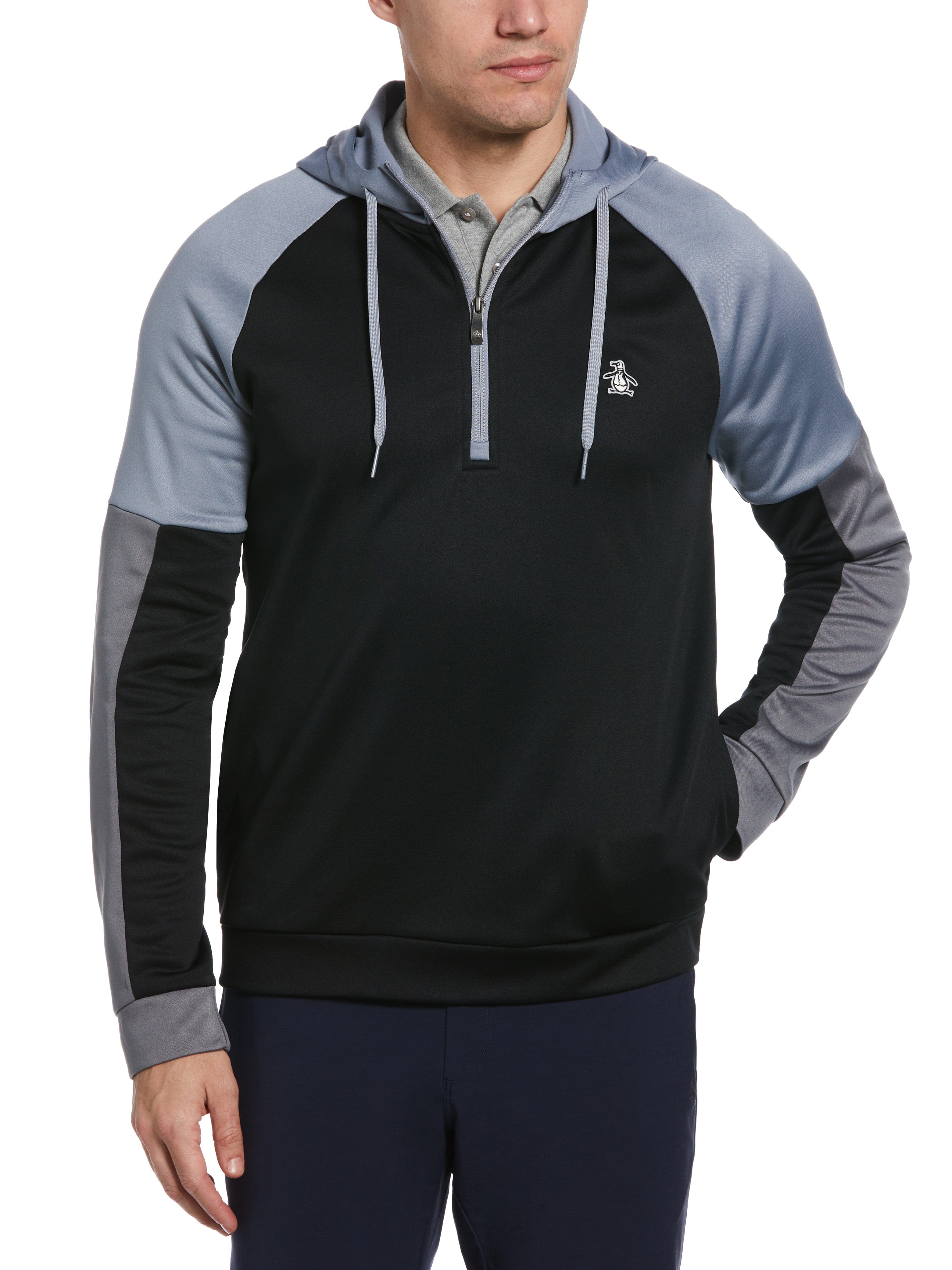 Original Penguin Mens Crossover Hoodie Pullover Top, Size Large, Black, 100% Polyester | Golf Apparel Shop