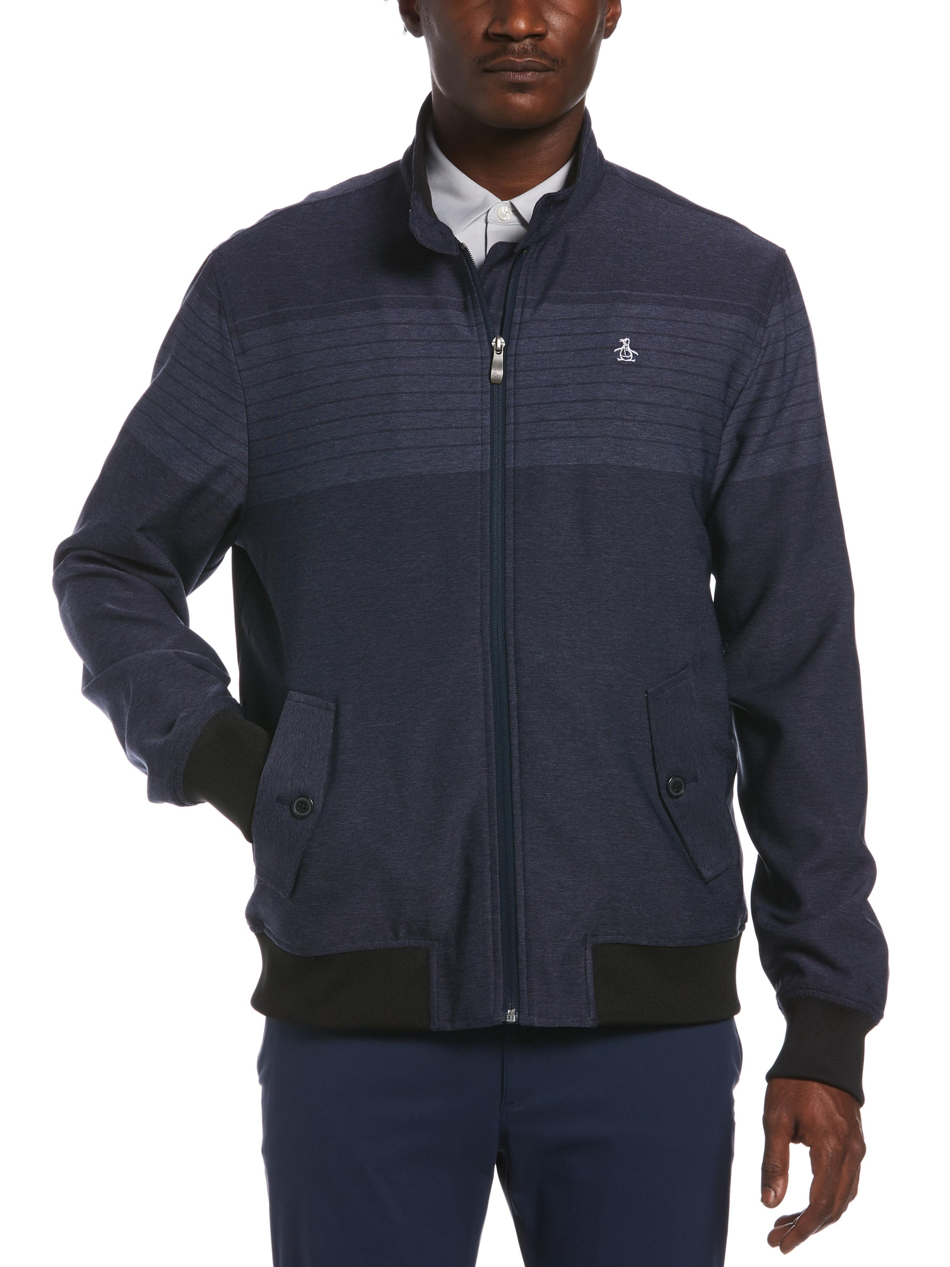 Original Penguin Mens Dobby Golf Jacket Top, Size XL, Black Iris Bijou Hthr Blue, Polyester/Elastane | Golf Apparel Shop
