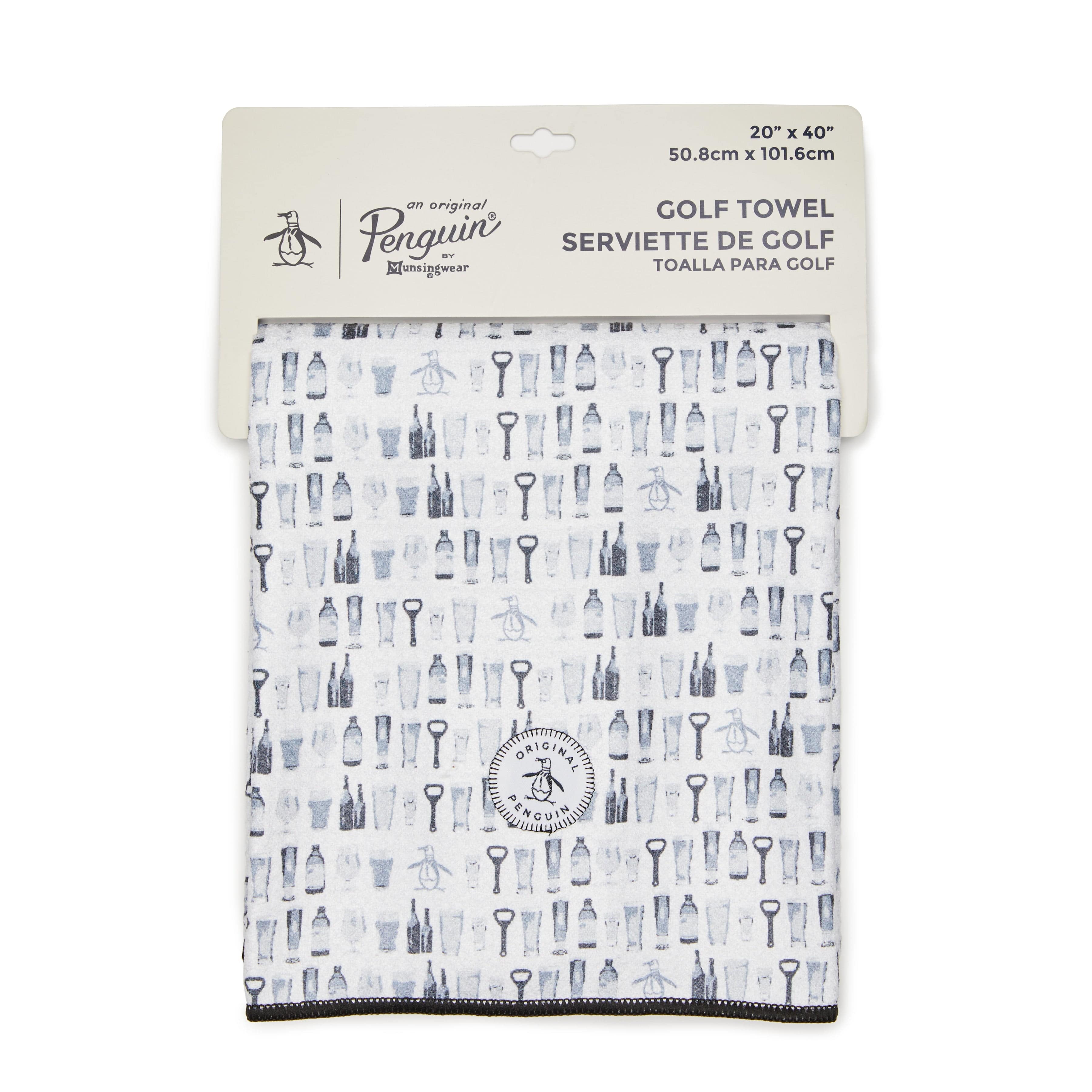 Original Penguin Mens Drink Print Waffle Towel Top, White, Polyester/Polyamide | Golf Apparel Shop