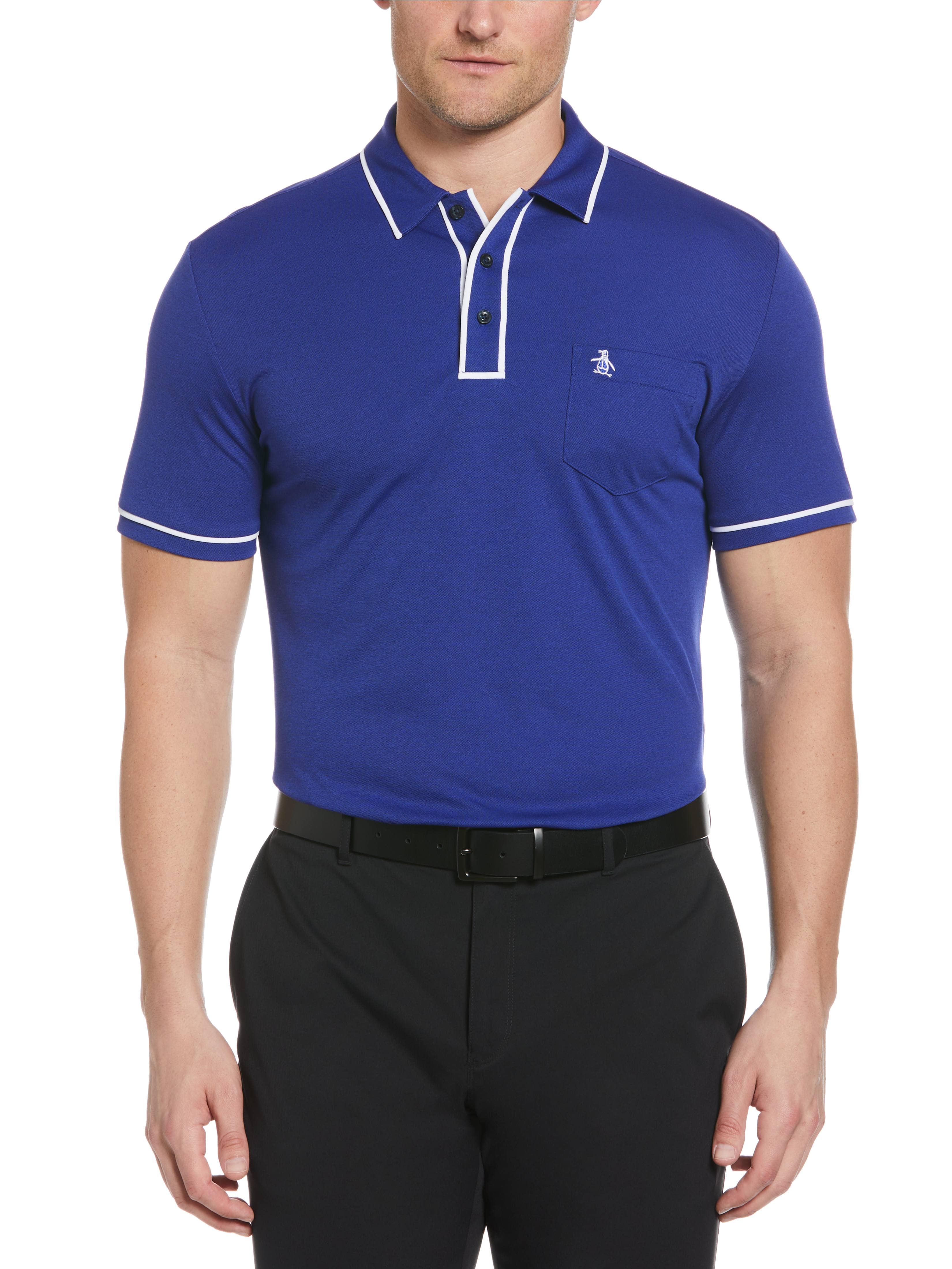 Original Penguin Mens Eco Performance Earl Golf Polo Shirt, Size Large, Blueing, 100% Polyester | Golf Apparel Shop