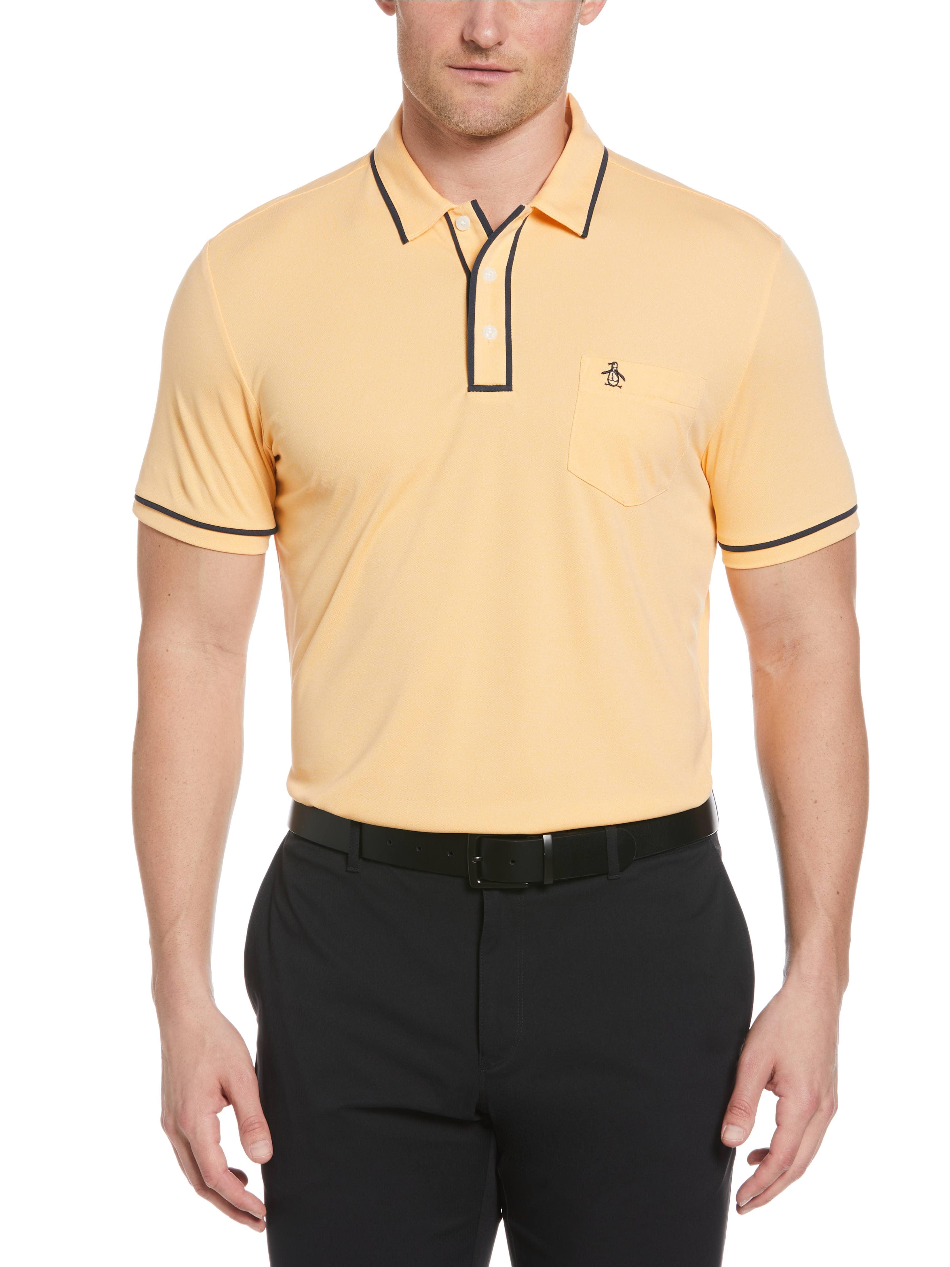 Original Penguin Mens Eco Performance Earl Golf Polo Shirt, Size 2XL, Warm Apricot Orange, 100% Polyester | Golf Apparel Shop