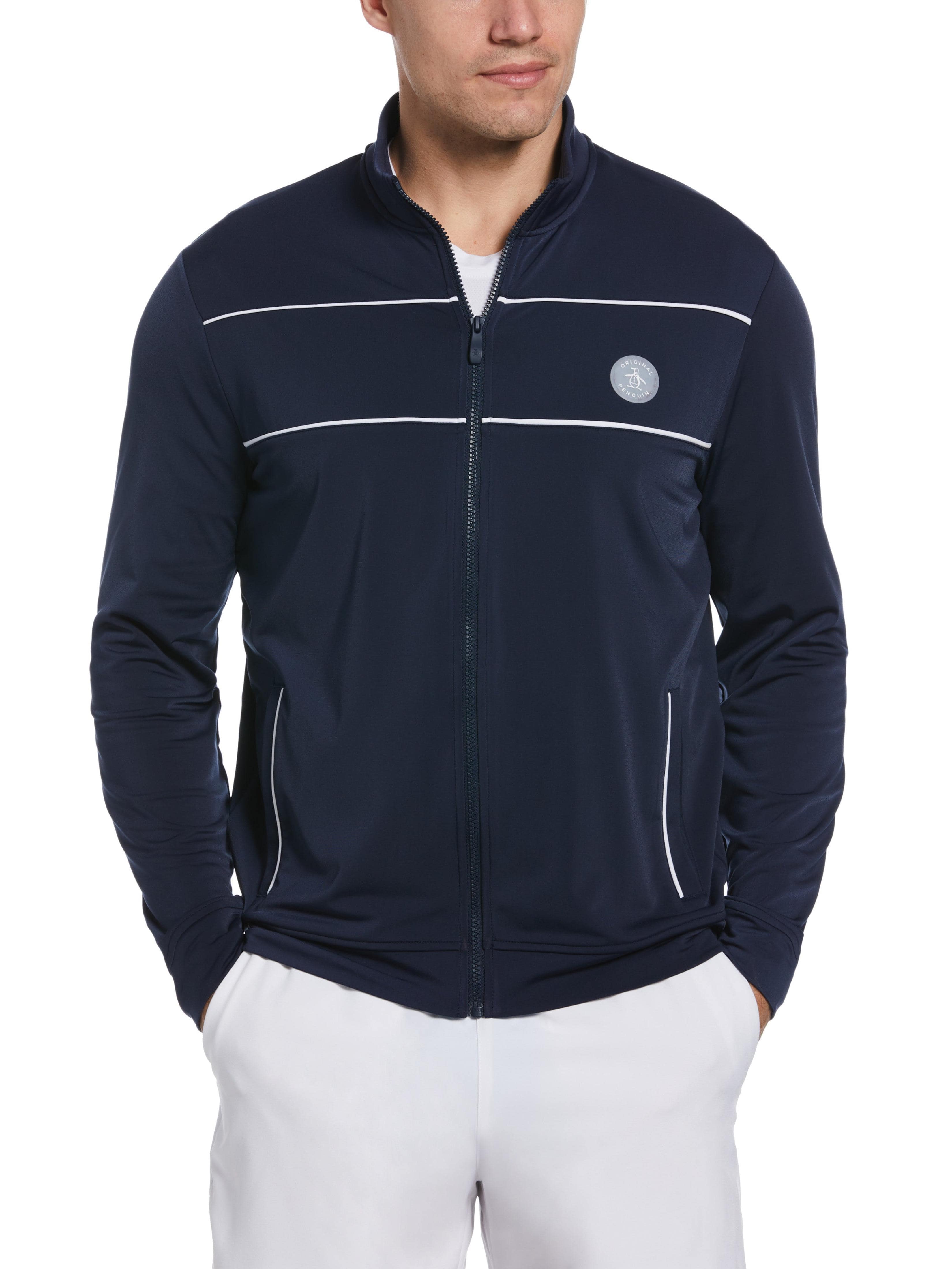 Original Penguin Mens Essential Tennis Track Jacket Top, Size 2XL, Dark Navy Blue, Polyester/Elastane | Golf Apparel Shop