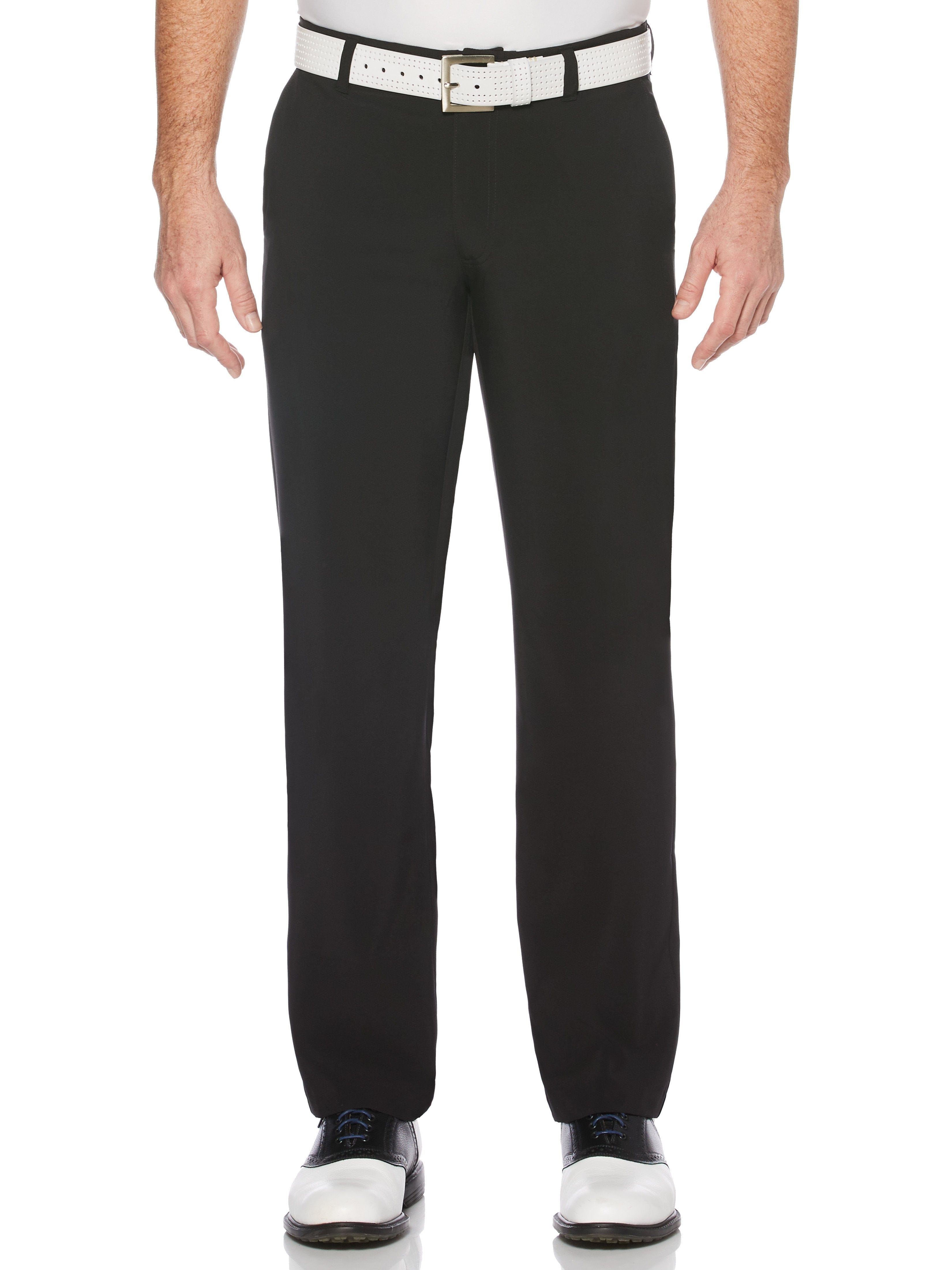 Jack Nicklaus Mens Flat Front Active Flex Pants, Size 42 x 32, Black, Polyester/Elastane | Golf Apparel Shop